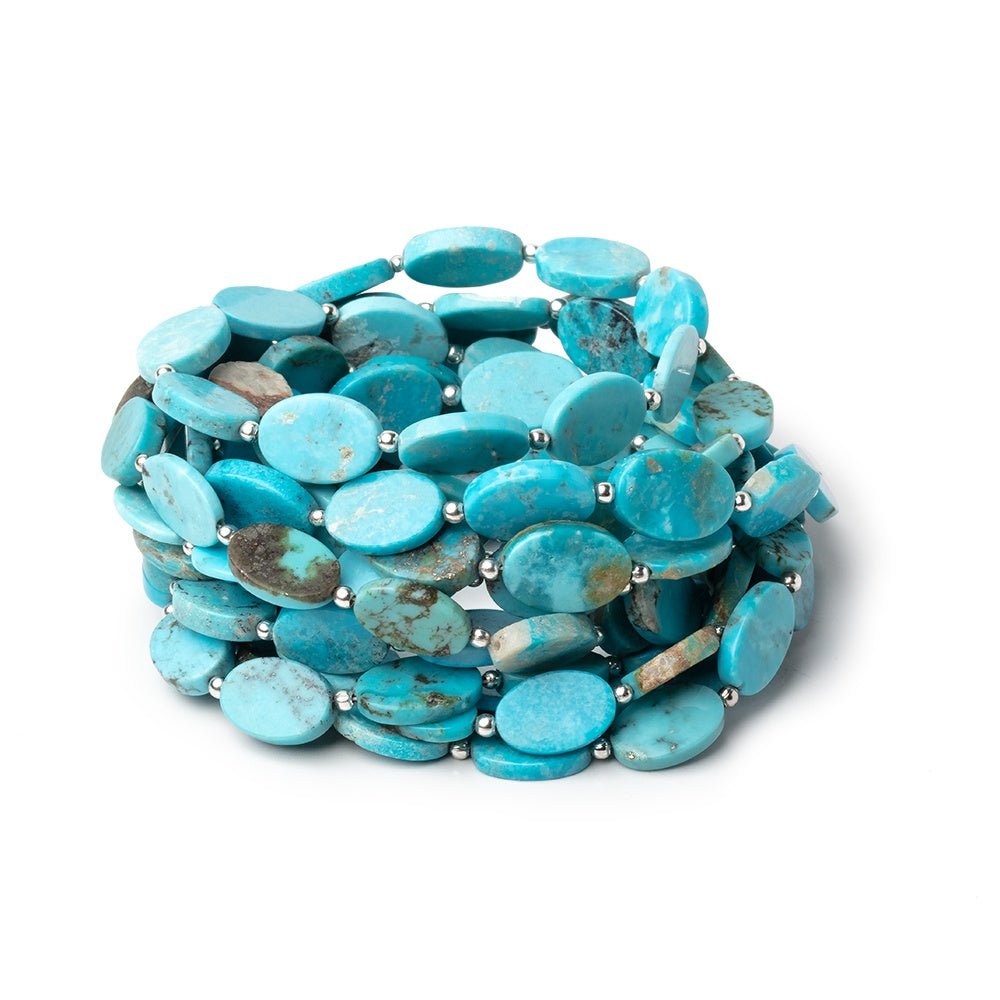 11.5x7.5mm to 13x9mm Sleeping Beauty Turquoise Plain Oval Beads - 20 Inch Strand with 36 AA Grade Beads for Jewelry Making, Necklace Design & DIY Crafts