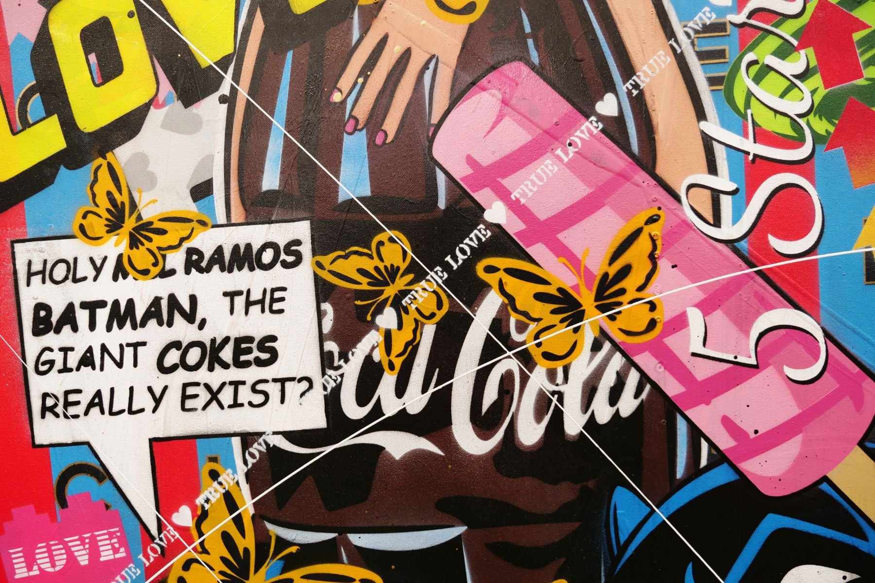 200cm x 80cm Giant Nude Coke Bottle Textured Urban Pop Art Canvas Painting - Modern Home Decor, Office Wall Art, Gift for Coca-Cola Fans