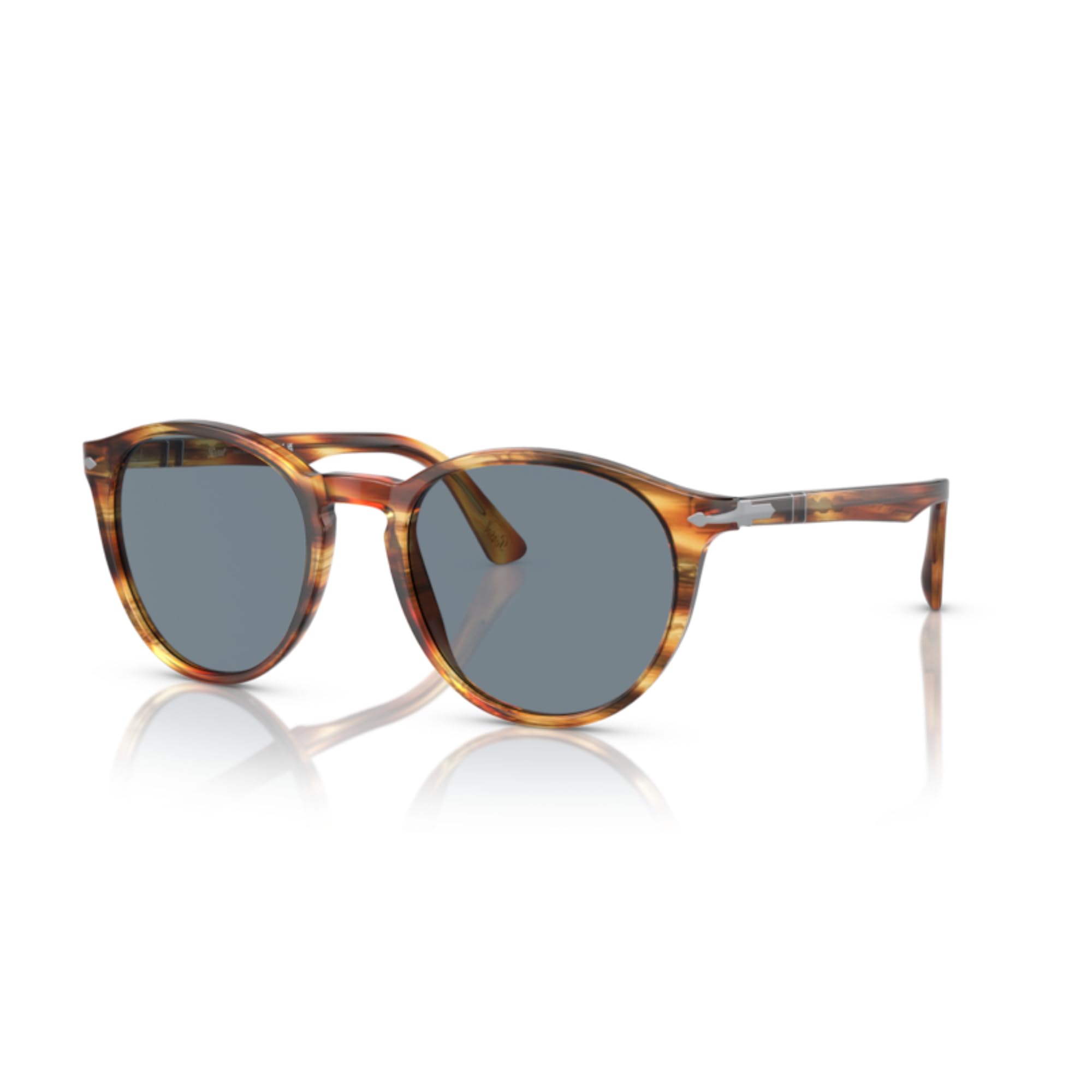 Persol PO3152S Round Polarized Sunglasses for Men - UV Protection & Stylish Design + BUNDLE With Premium iWear Eyewear Kit | Perfect for Driving, Outdoor Activities & Fashion Accessories