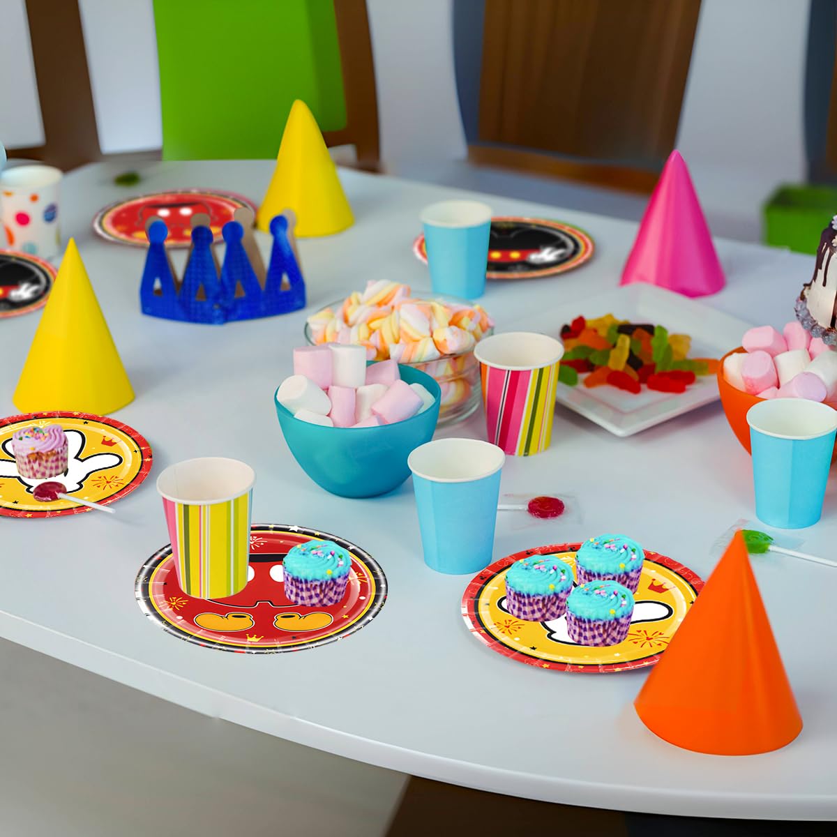 30-Piece Mickey Mouse Party Plates Set - Red Disney Birthday Party Supplies for Kids, Adults, Mickey Themed Decorations - Perfect for Birthday Parties, Baby Showers & Disney Themed Events