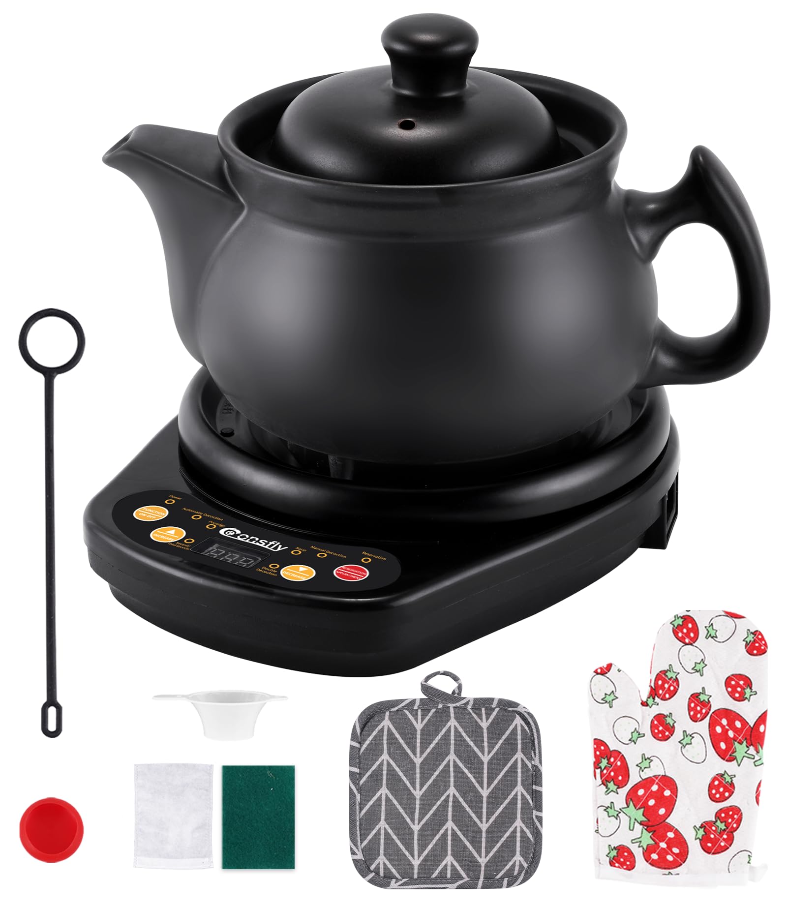 Electric Herbal Medicine Cooker 4.22 Quart (4L) 110V - Chinese Ceramic Herb Tea Maker for Traditional Medicine (Up to 1200g) - Perfect for Home Herbal Remedies & Natural Healing Therapy