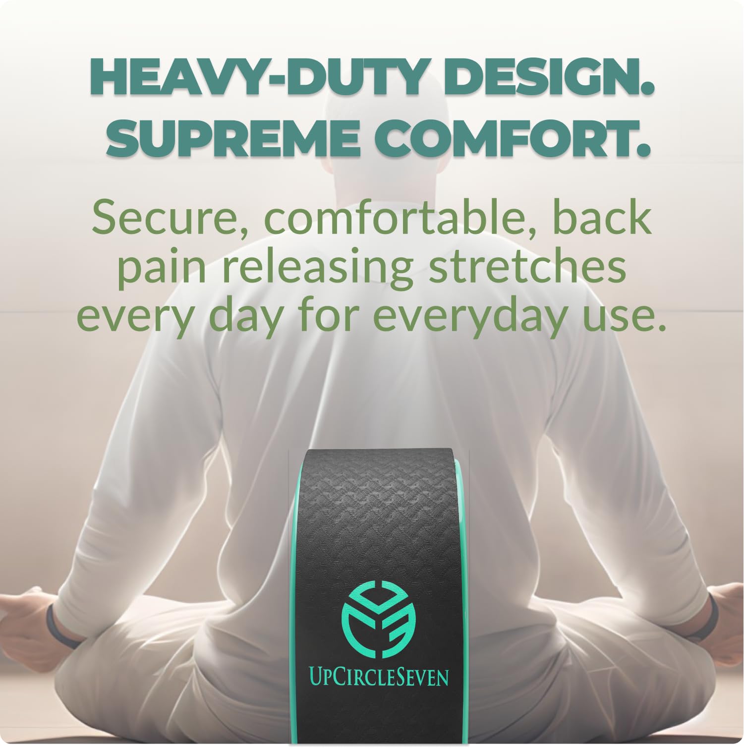 UpCircleSeven Back Roller & Yoga Wheel for Pain Relief - Therapeutic Spine Stretcher for Lower & Upper Back Stiffness - Improve Mobility, Flexibility & Posture Alignment - Perfect for Yoga, Pilates & Home Workouts