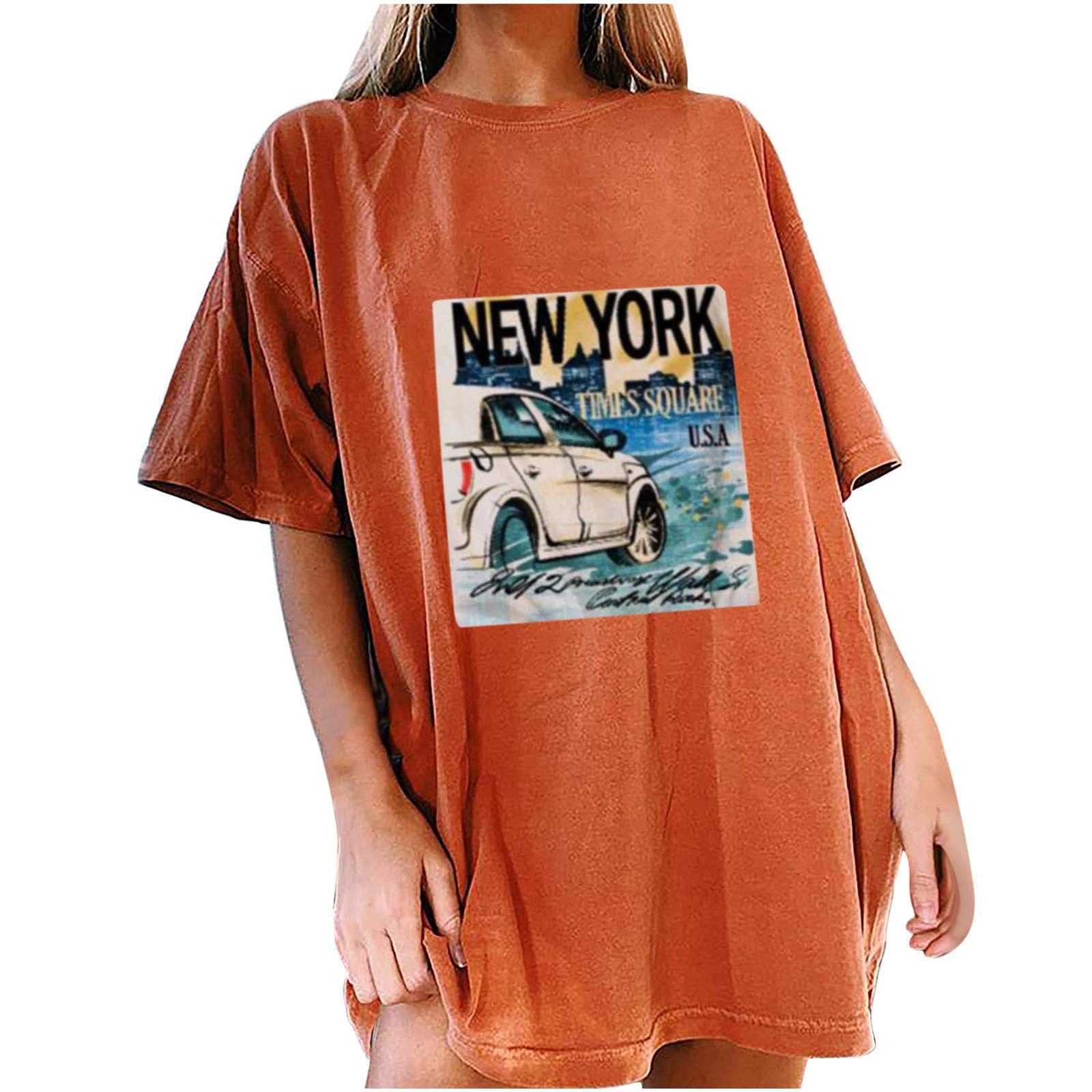 Funny Graphic Tees for Women - Oversized Short Sleeve T-Shirt with Sun and Moon Design | Casual Streetwear, Summer Outfits & Festival Fashion