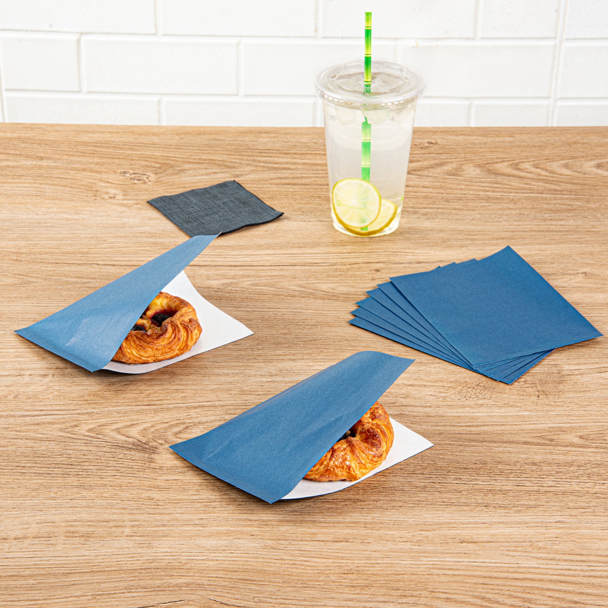 Midnight Blue Greaseproof Paper Bags - Small Double Open Food Bags (6.25