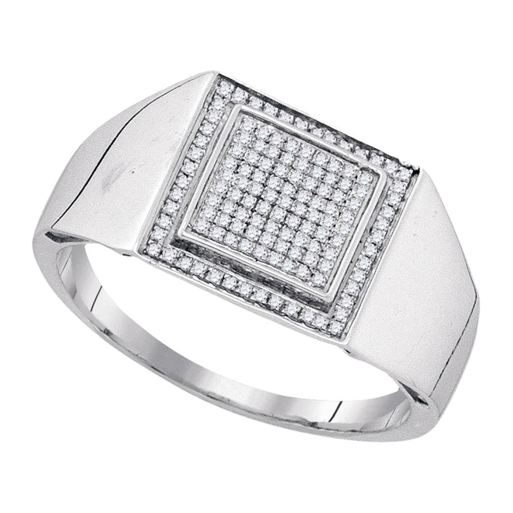 Sonia Jewels 925 Sterling Silver Round Diamond Men's Wedding Band Ring - Micro Pave Setting (1/4 cttw) - Perfect for Engagement, Anniversary & Everyday Wear