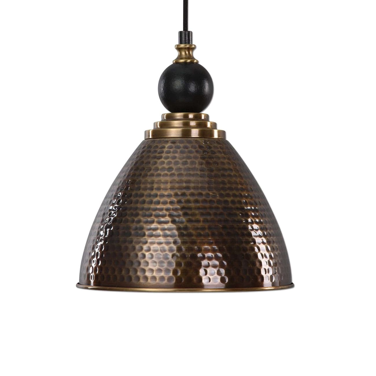 Vintage Brass Pendant Light Fixture - Adastra Single Bulb Hanging Chandelier for Kitchen Island, Dining Room & Bedroom Lighting
