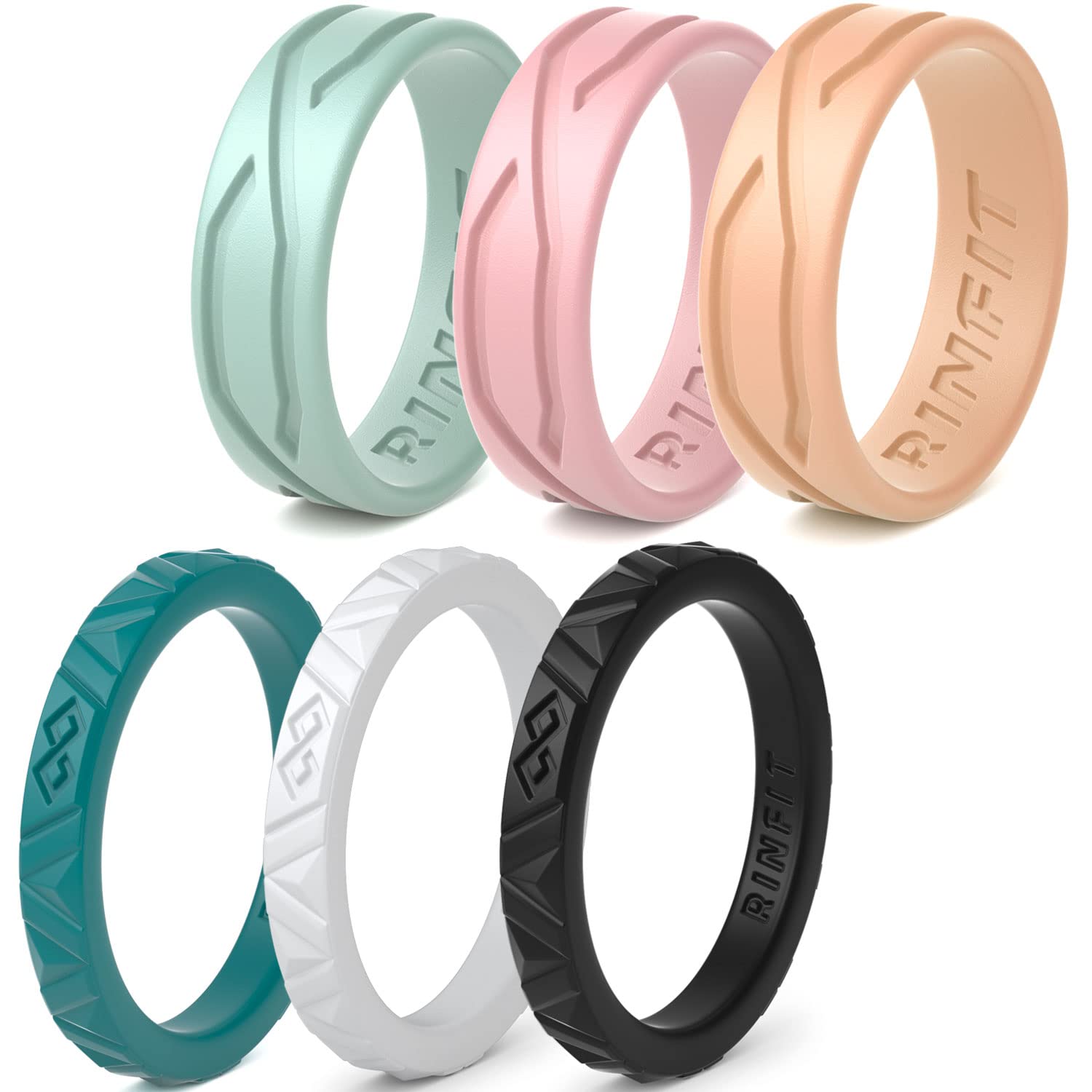 Rinfit Silicone Wedding Bands for Women & Men - Comfortable Rubber Rings for Active Lifestyles - Perfect for Sports, Yoga, Gym & Outdoor Activities - Infinity & 4Love Designs - Ideal Bridal, Promise & Anniversary Rings for Couples