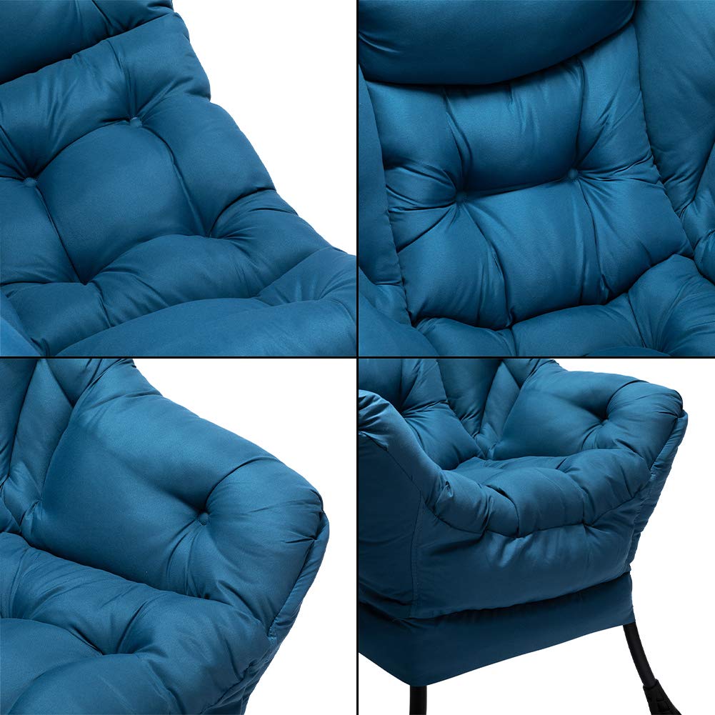 HollyHOME Modern Fabric Oversized Lounge Chair - Thick Padded Comfy Reading Chair with Armrests, Steel Frame Accent Chair for Living Room, Bedroom & Dorm - Navy Blue - Perfect for Relaxing, Reading & Napping in Style