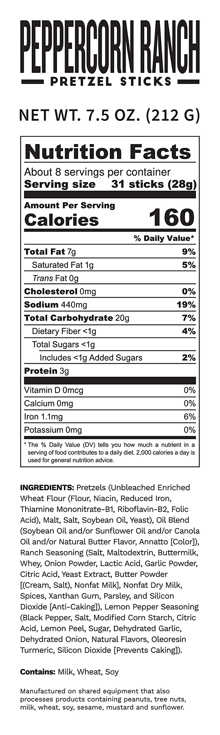 Pop Daddy Flavored Pretzel Sticks - Healthy Gourmet Snack, 7.5oz Bags (Pack of 3), Peppercorn Ranch - Perfect for Office Snacks, Party Favors & On-the-Go Treats