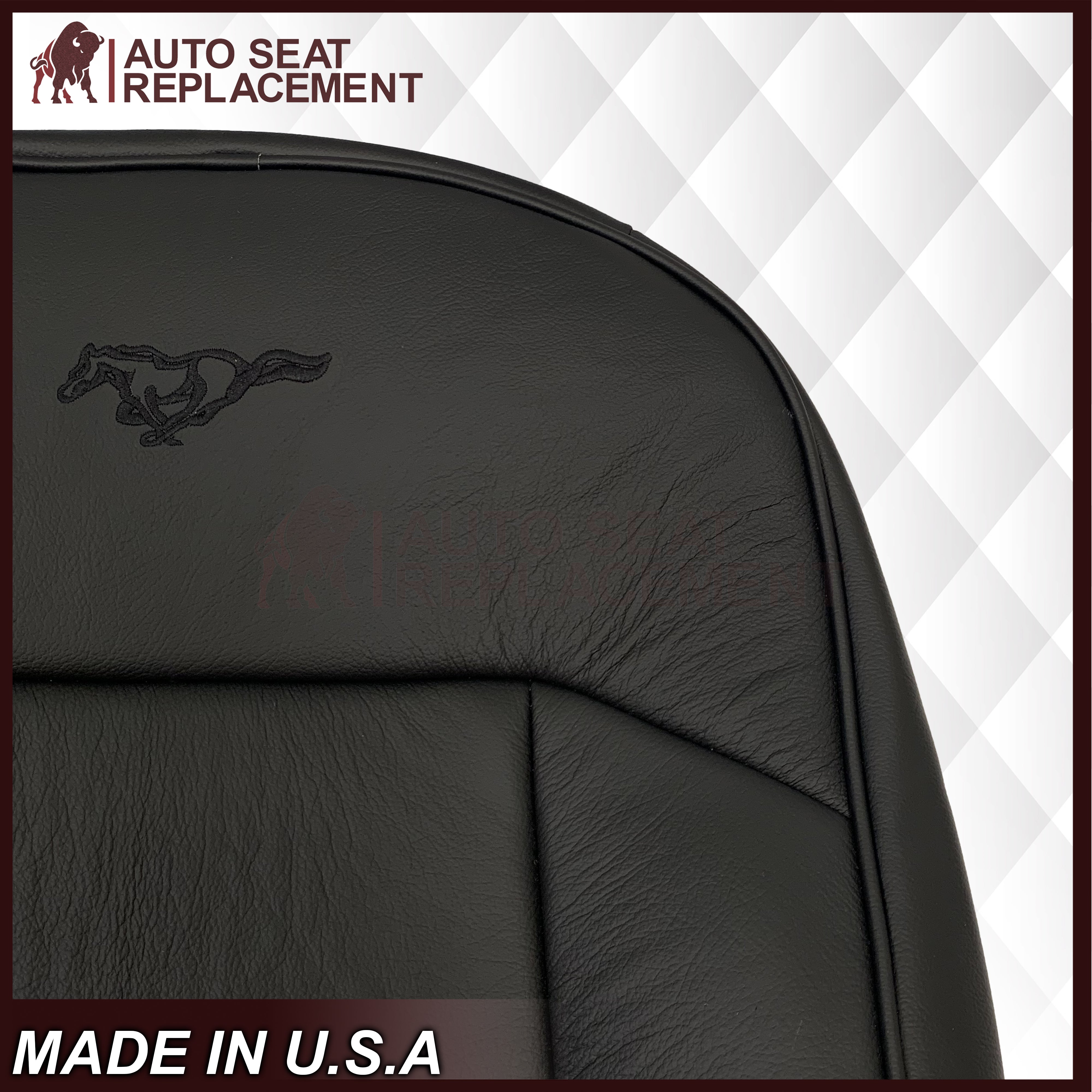 1999-2004 Ford Mustang V6 Replacement Seat Covers - Ebony Black Leather/Cloth Options | Perfect for Car Restoration & Customization