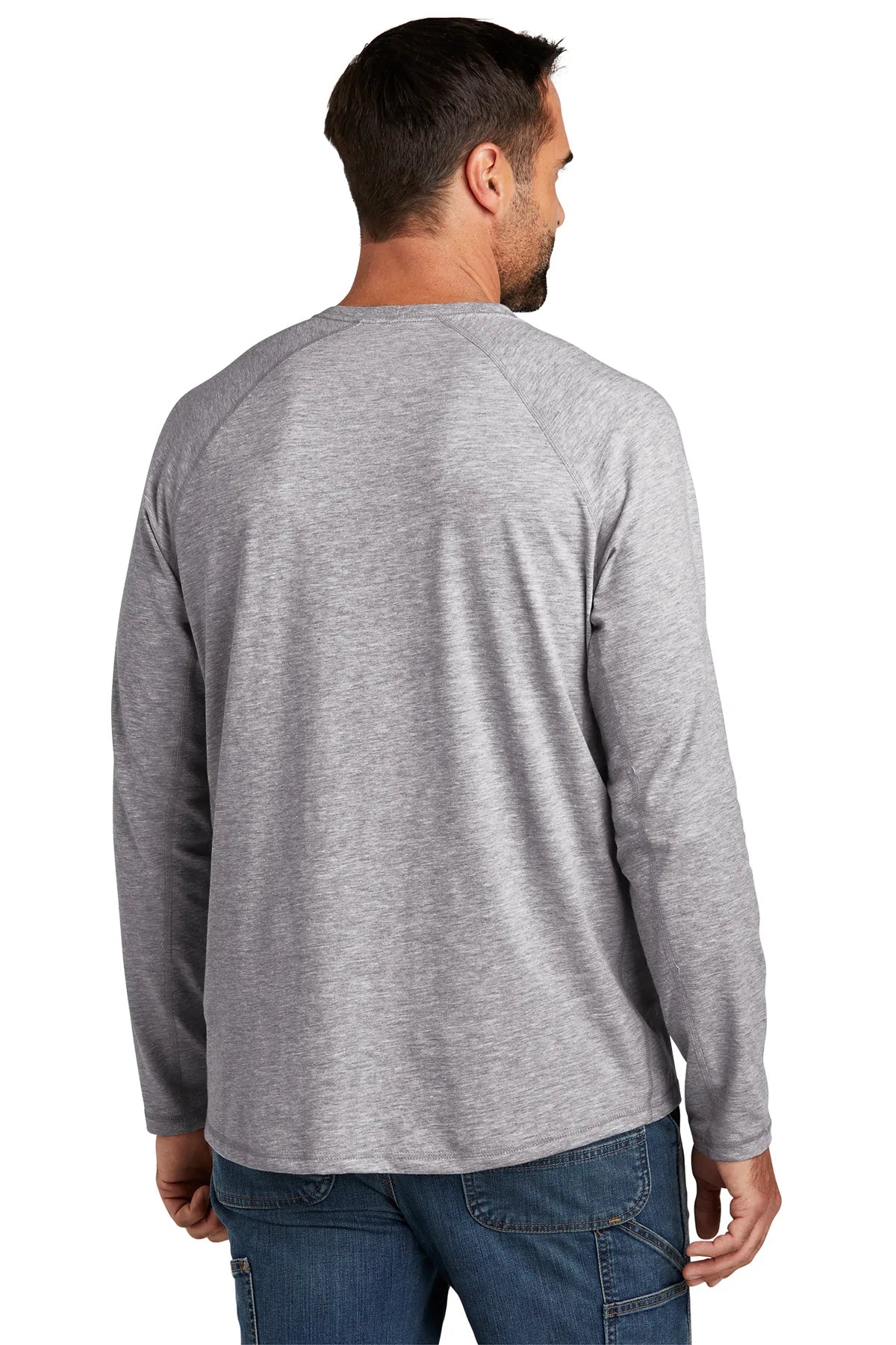 Carhartt Men's Long Sleeve Pocket T-Shirt - Heather Grey Workwear for Construction & Outdoor Activities