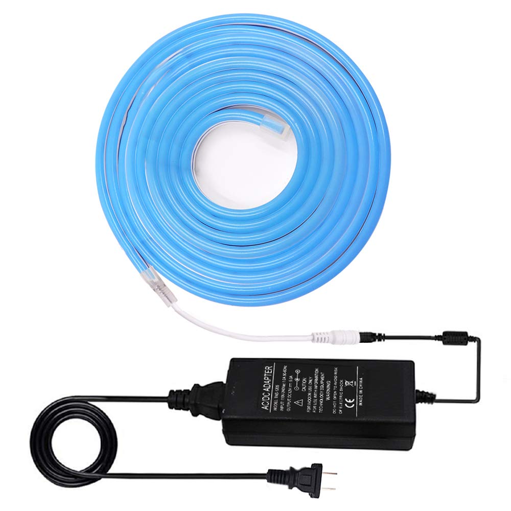 XUNATA 16.4ft LED Strip Lights 600 LEDs - Waterproof Flexible Neon Rope Light DC 12V 2835 SMD - Blue Silicone Tape Light for Bedroom, Kitchen, Party, Christmas, Outdoor & Indoor Decoration DIY Lighting