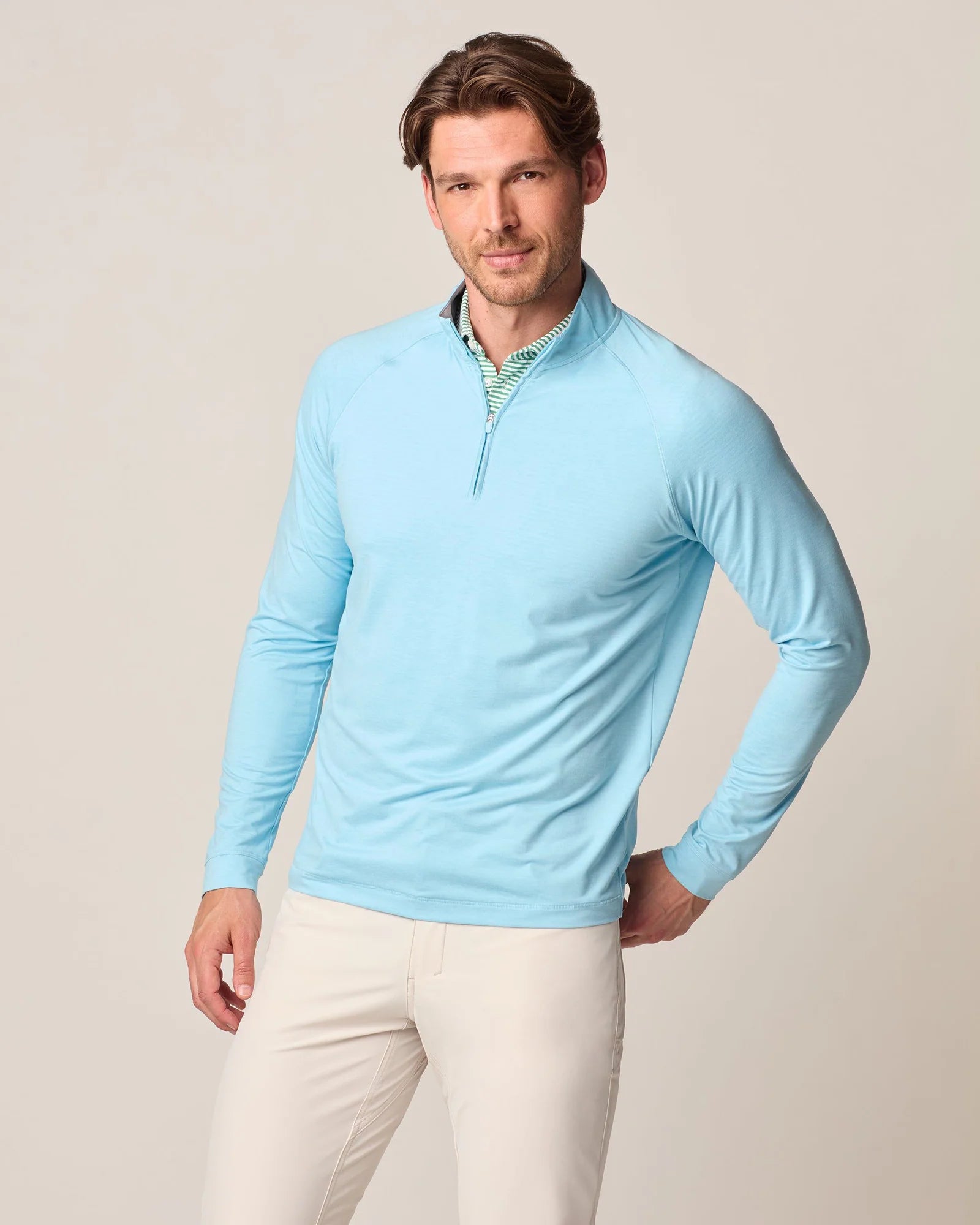 Johnnie O Freeborne 1/4 Zip Performance Sweater - Permafrost Color | Men's Casual Pullover for Golf, Travel & Outdoor Activities