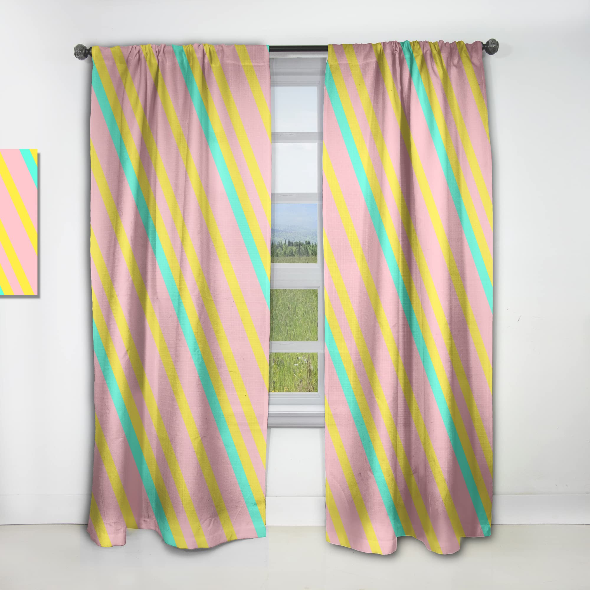 DesignQ Memphis Retro Neon Pattern Thermal Insulated Curtains - Single Panel 52x120 - Blackout Drapes for Bedroom & Living Room - Perfect for Retro Home Decor & Sun Protection