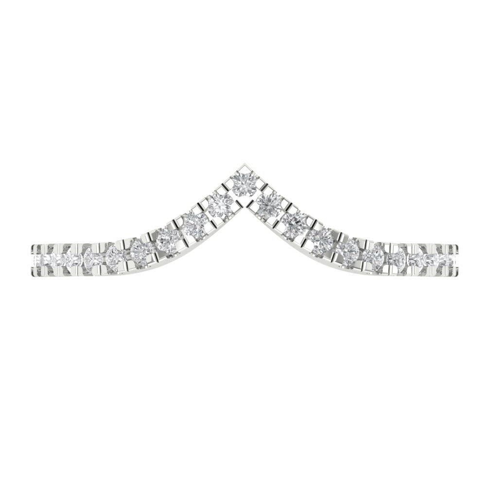 0.12 Carat Brilliant Round Cut Clear Simulated Diamond Ring - 14K White Gold Stackable Wedding Band for Women - Perfect for Anniversary Gifts, Bridal Jewelry & Everyday Elegance