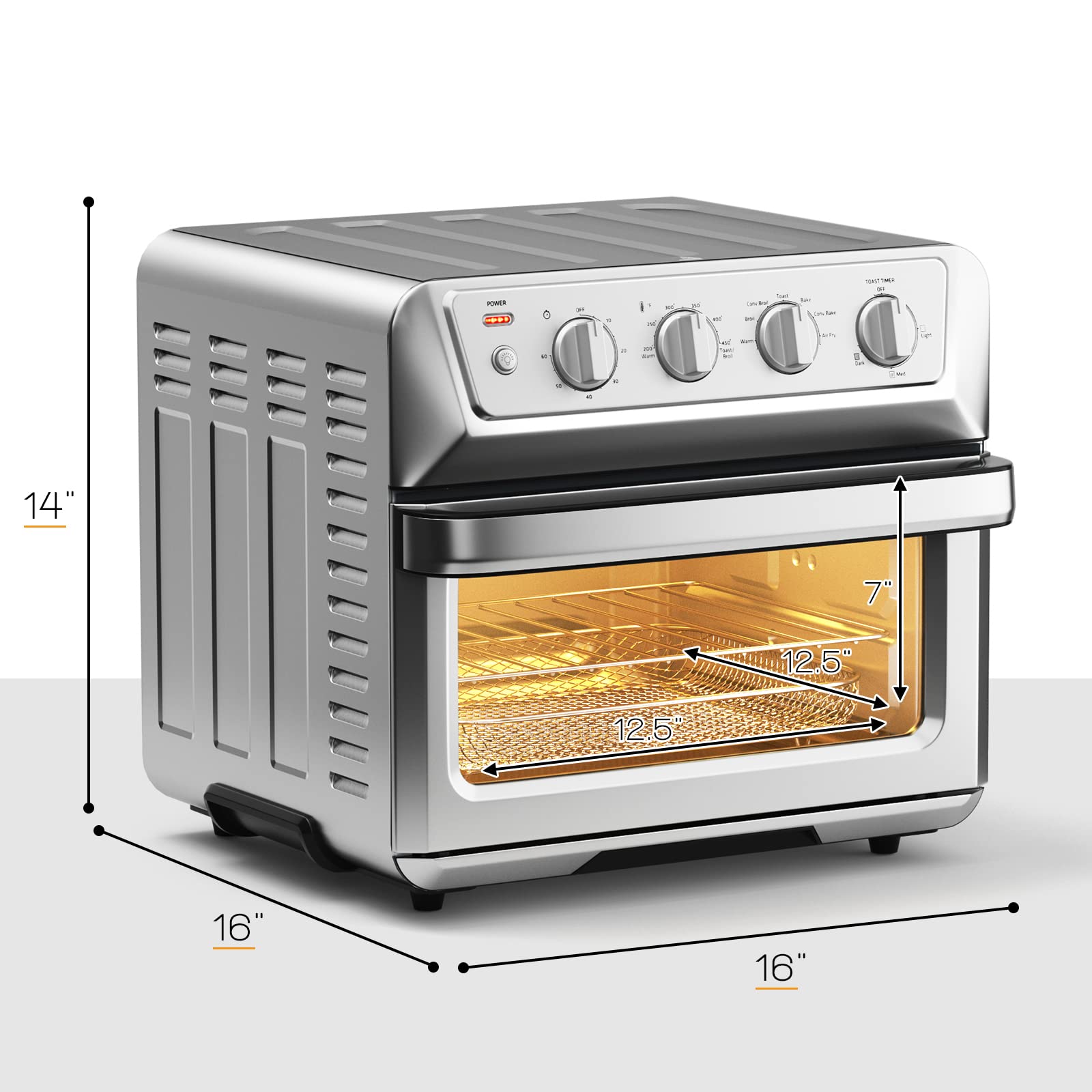 PETSITE 21.5 Quart XL Large Air Fryer Toaster Oven Combo - 1800W Stainless Steel Countertop Convection Oven with 4 Accessories & Recipe Book - Perfect for Baking, Roasting, and Air Frying - Ideal for Small Kitchens, Dorms, and RV Cooking
