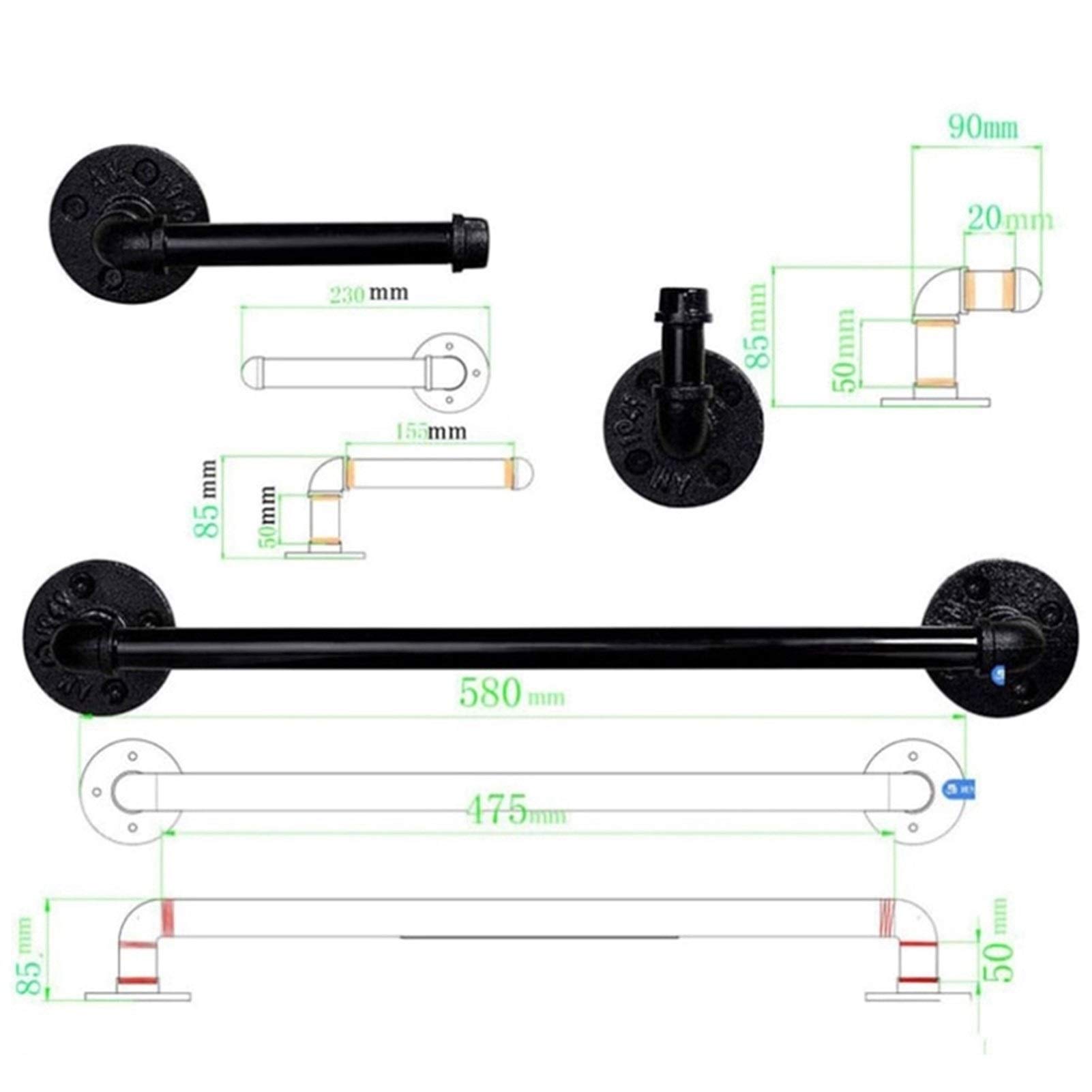 Heavy Duty Industrial Pipe Towel Rack Set - DIY Wall Mounted Bathroom Accessories with Robe Hook & Towel Bar for Home, Office, or Commercial Use