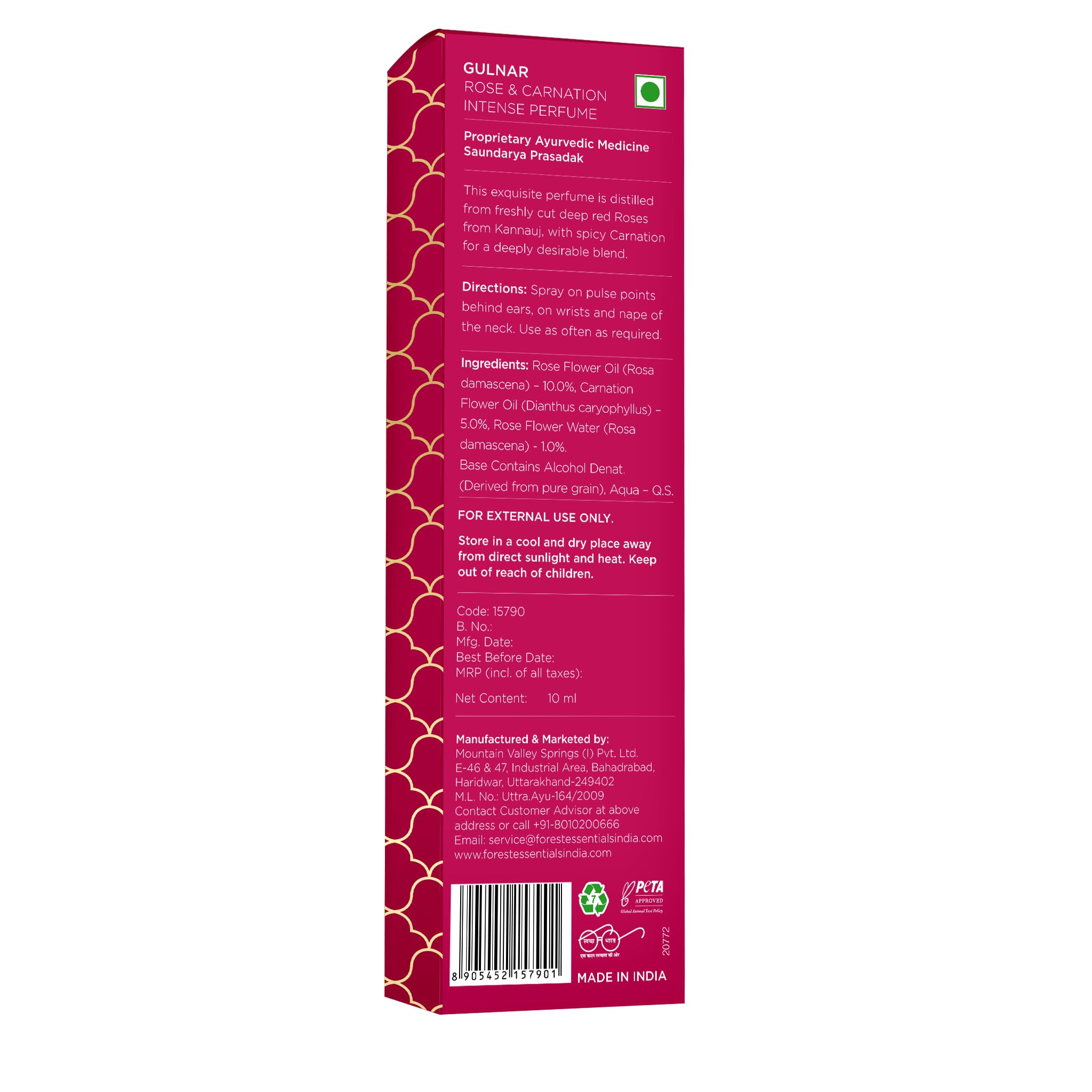 Forest Essentials Intense Perfume Kesari - Long Lasting Floral Scent for Women | Perfect for Date Nights, Special Occasions & Daily Wear