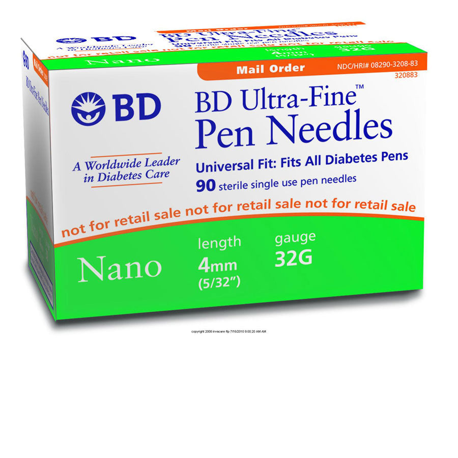 BD Ultra Fine™ Nano Pen Needles - 32G x 4mm (100 Count) | Painless Insulin Injection for Diabetes Care | Perfect for Travel & Daily Use