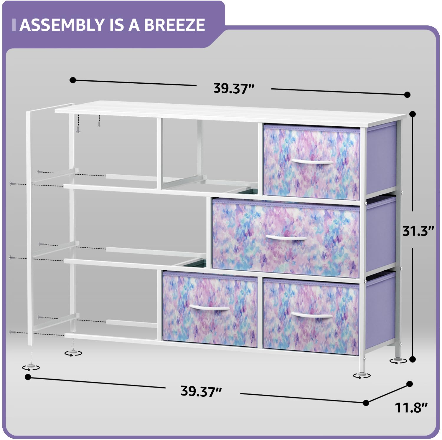 Sorbus 8-Drawer Kids Dresser with Steel Frame & Wood Top - Fabric Bin Storage Organizer for Clothes, Toys & Nursery Essentials - Perfect for Bedroom, Hallway, Kids Room & Closet Organization