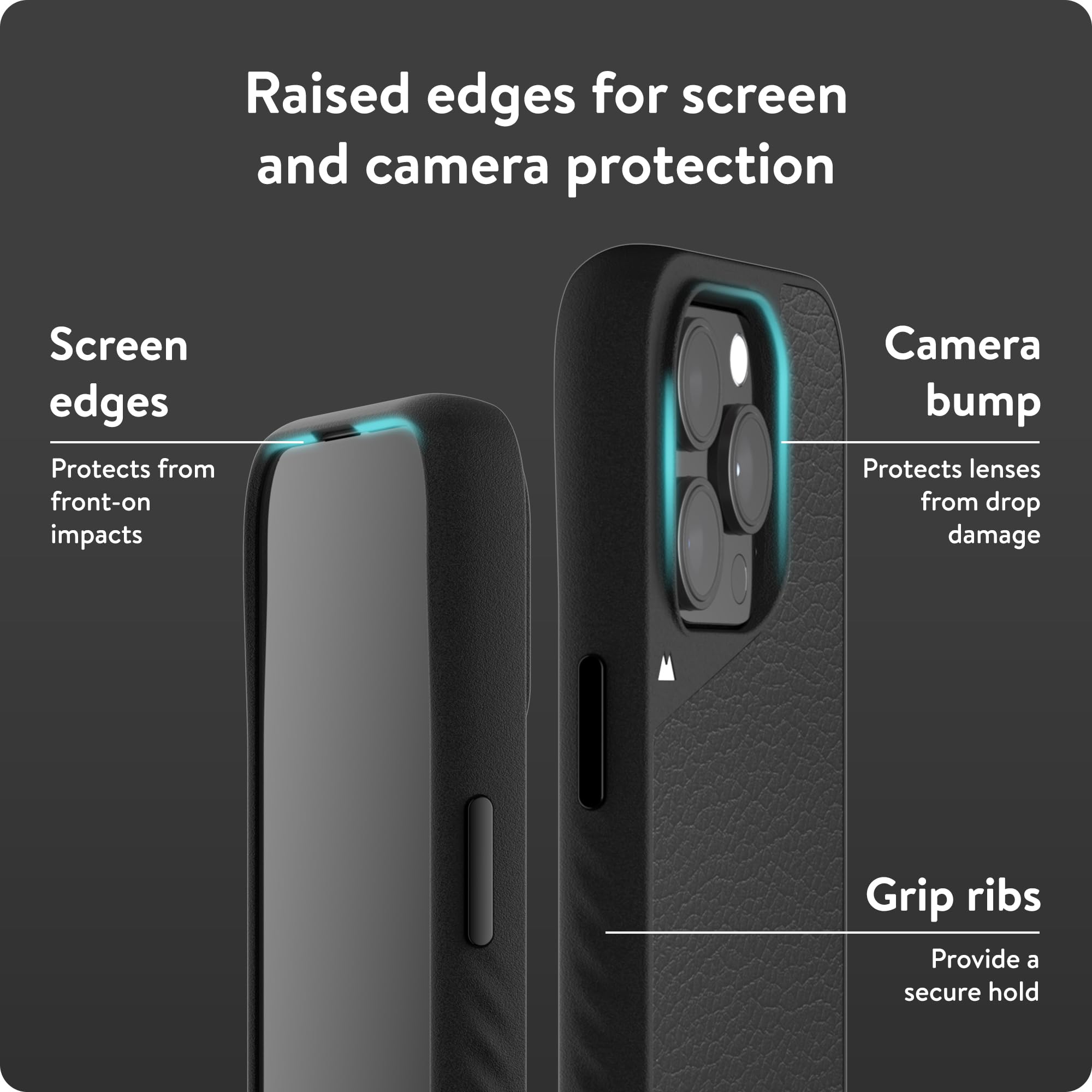Mous Limitless 5.0 MagSafe Compatible iPhone 15 Pro Case - Premium Black Leather Protective Cover - Shockproof & Durable Phone Case for Everyday Use, Travel & Outdoor Activities
