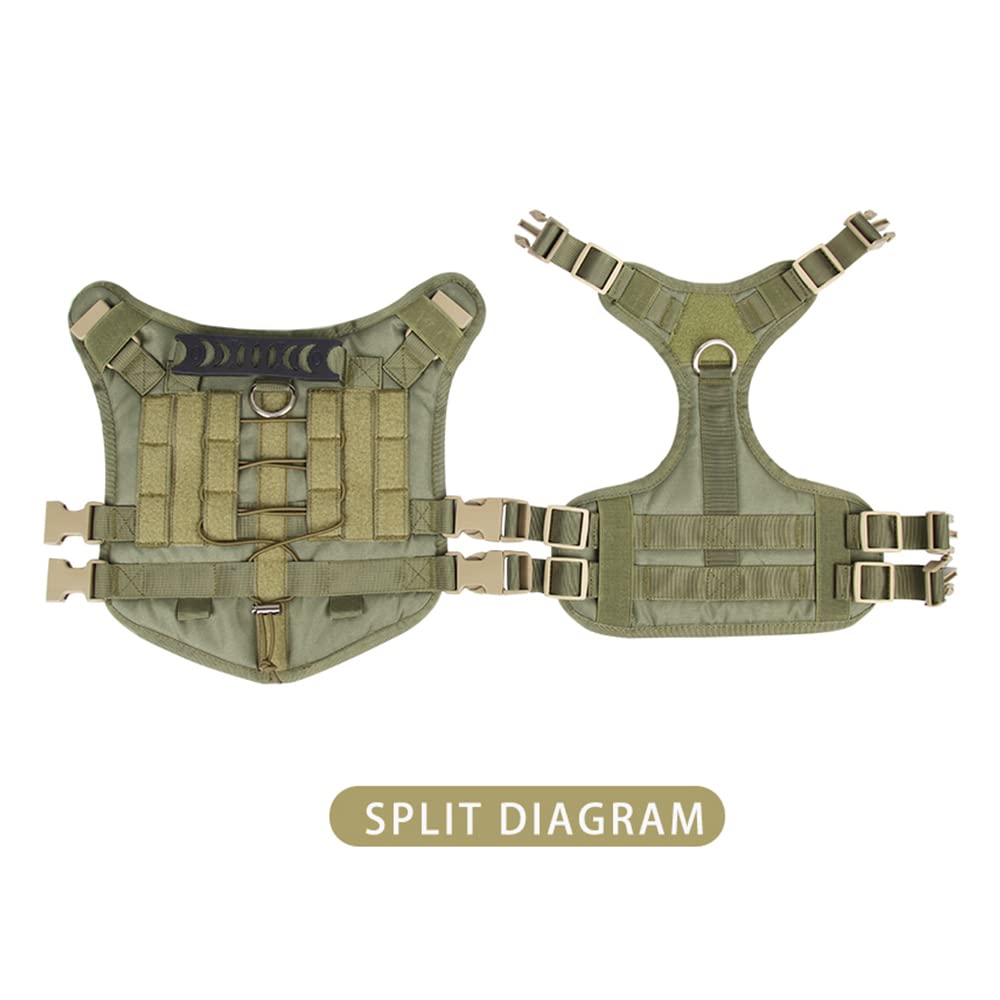 Tactical No-Pull Dog Harness for Large & Medium Dogs - Military Service Vest with MOLLE Panel & Handle - Perfect for Hiking, Training, Hunting & Walking (Size L, Black) | Durable Outdoor Adventure Gear for Active Pets