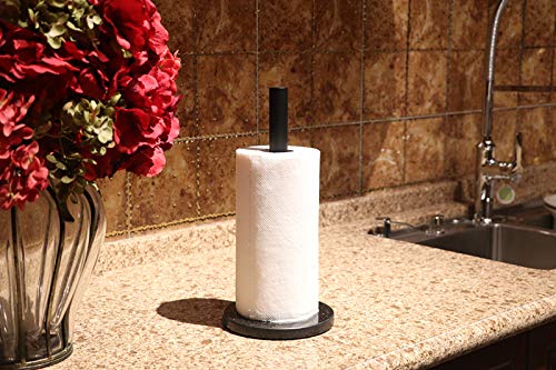 Stainless Steel Paper Towel Holder with Marble Base - Standing Kitchen & Bathroom Countertop Organizer (Matt Black) - Perfect for Home, Office, and Restaurant Use