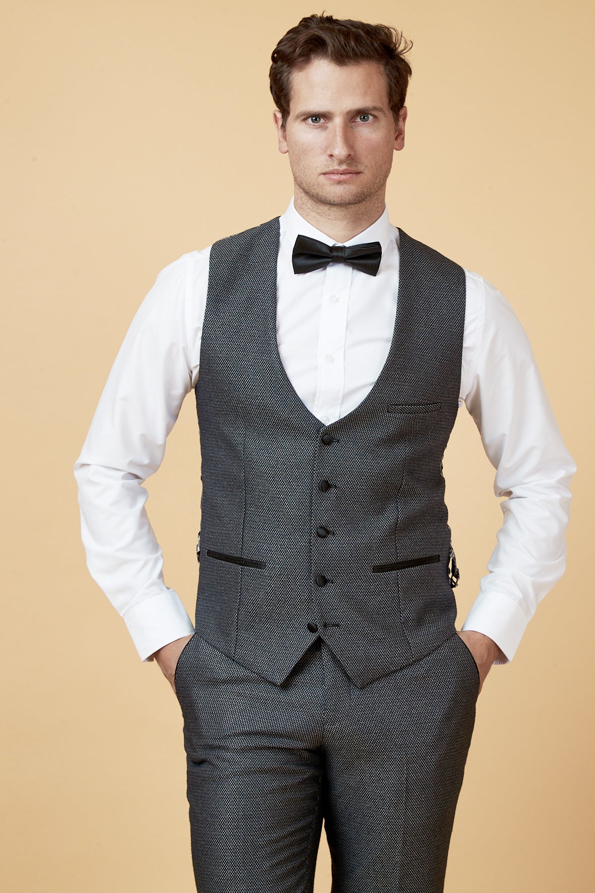 SPENCER Men's Charcoal Grey Single Breasted Waistcoat Vest - Formal Business Attire & Wedding Outfit