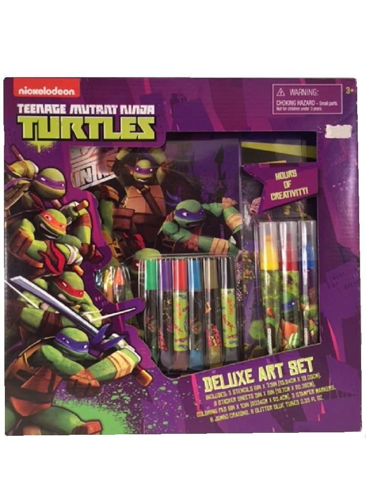 Tri-Coastal Design Deluxe Turtle Art Set with Stencils, Stickers, Coloring Pad, Stampers, Markers & Glitter Glue - Creative DIY Craft Kit for Kids Birthday Gifts, Classroom Activities & Family Fun Time