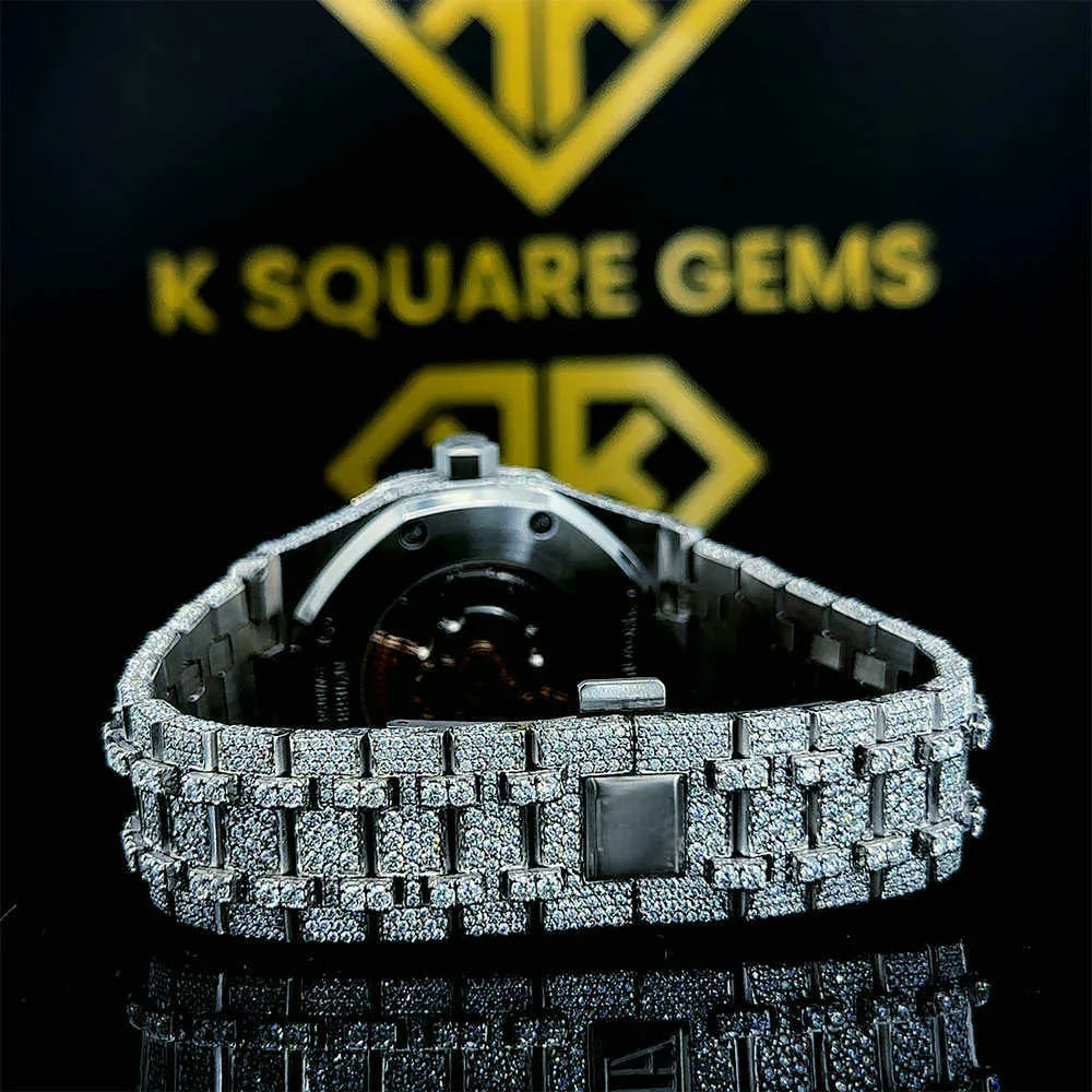 Luxury Iced Out Diamond Moissanite Silver Watch for Men & Women - Perfect for Parties, Weddings & Special Occasions