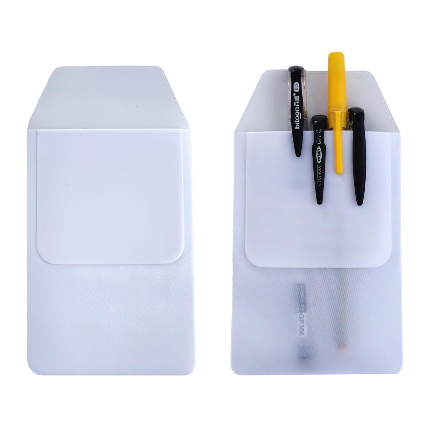 10 Pack Heavy Duty PVC Pocket Protectors - Pen Holder Pouch for Office, School & Hospital Supplies - Leakproof Pocket Protector for Pens, Markers & Writing Tools (White) - Ideal for Nurses, Teachers & Professionals