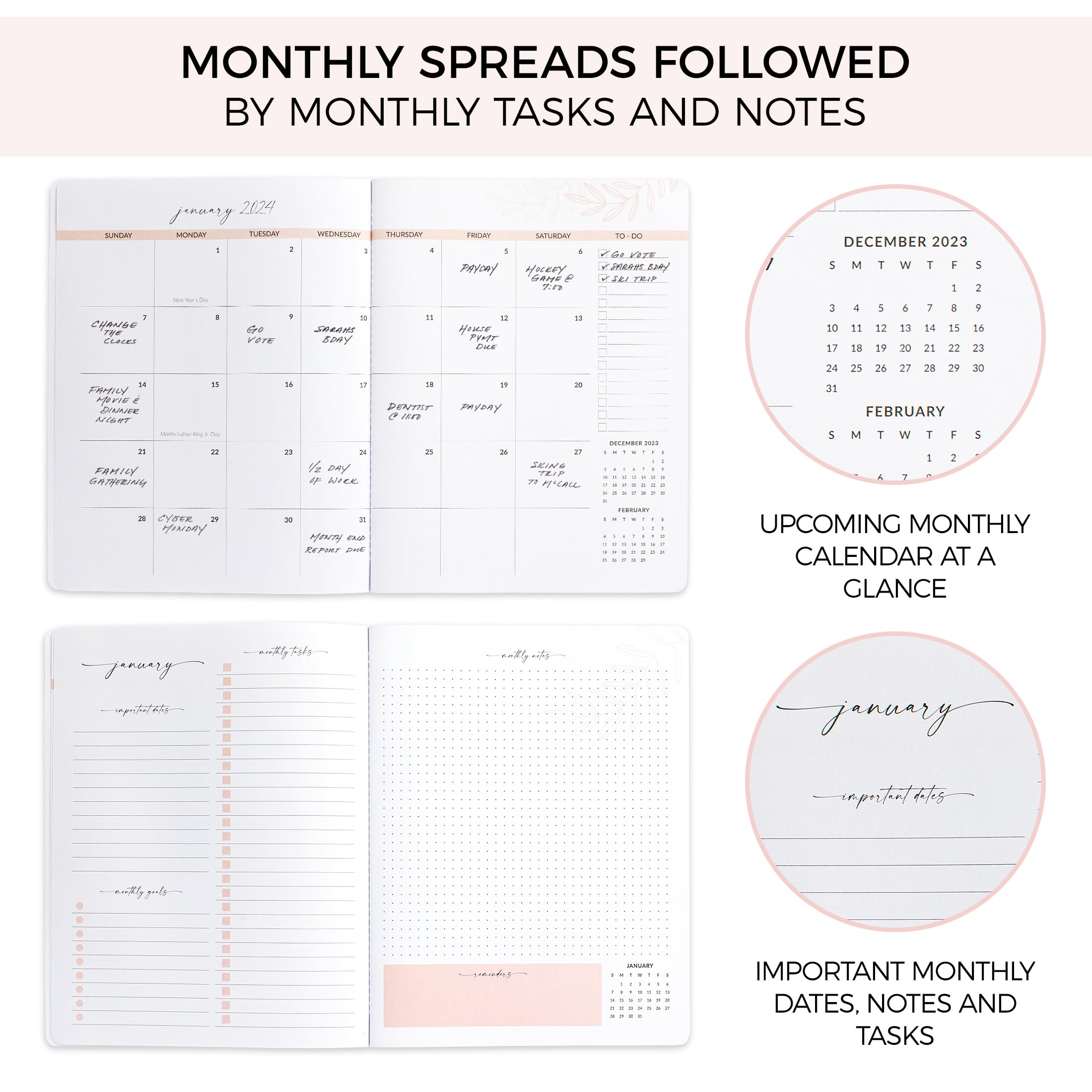 2024-2025 Monthly Planner & Calendar Book - Abstract Design Productivity Planner with To-Do Lists for Work, School & Personal Organization | Perfect for Goal Tracking, Time Management & Daily Scheduling (Jan 2024-Dec 2025)