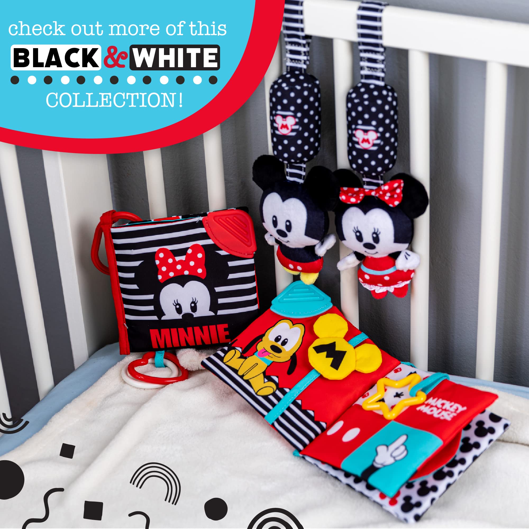 Disney Baby Mickey & Minnie Mouse High Contrast Black & White Tissue Box Toy for Newborns - Stimulating Sensory Development Toy for Infants 0-6 Months - Perfect for Tummy Time & Early Learning Play