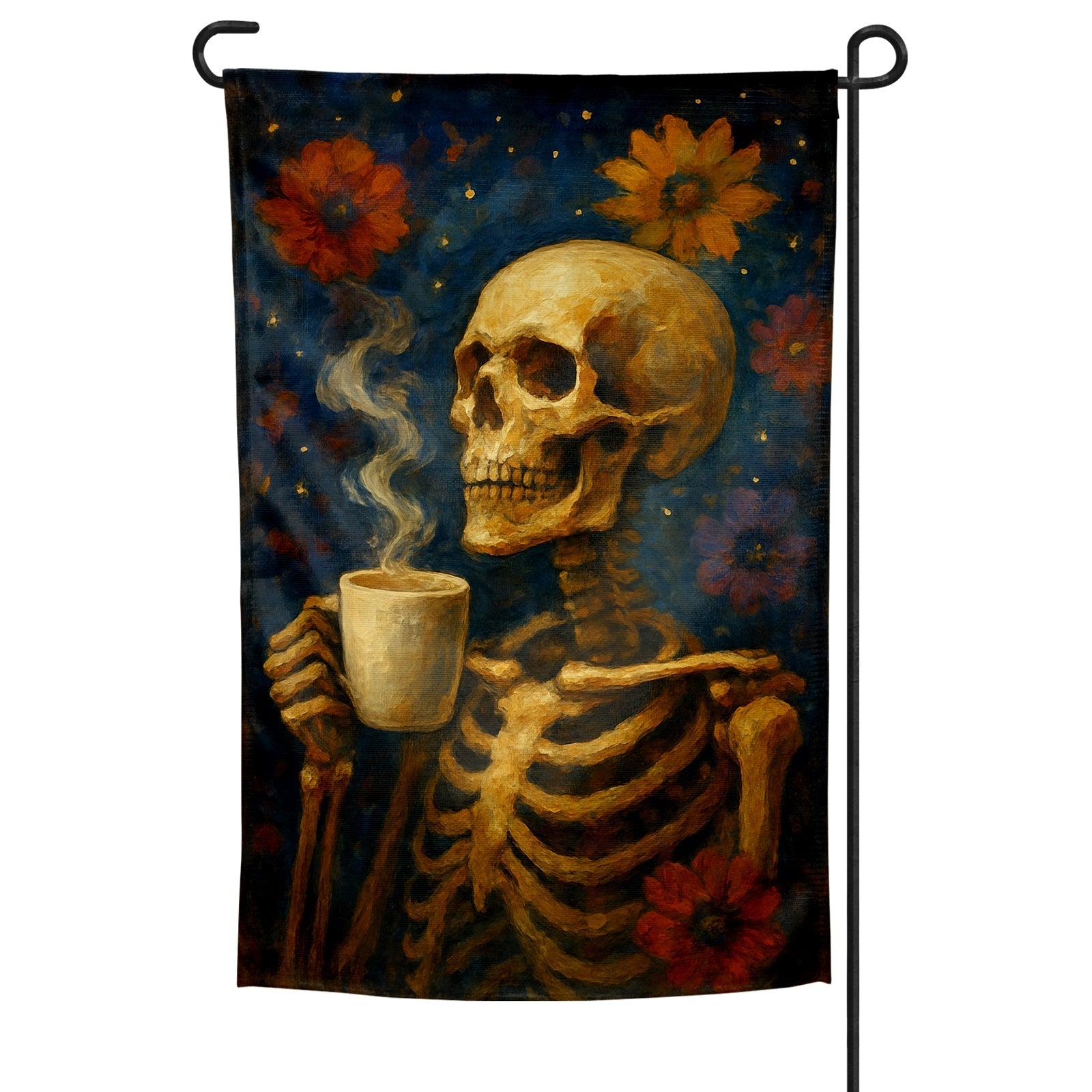 Afterlife Coffee Garden Flag - Funny Cemetery Decor for Halloween, Memorial Day & Gothic Outdoor Decorations - Perfect for Front Yard, Porch & Grave Markers
