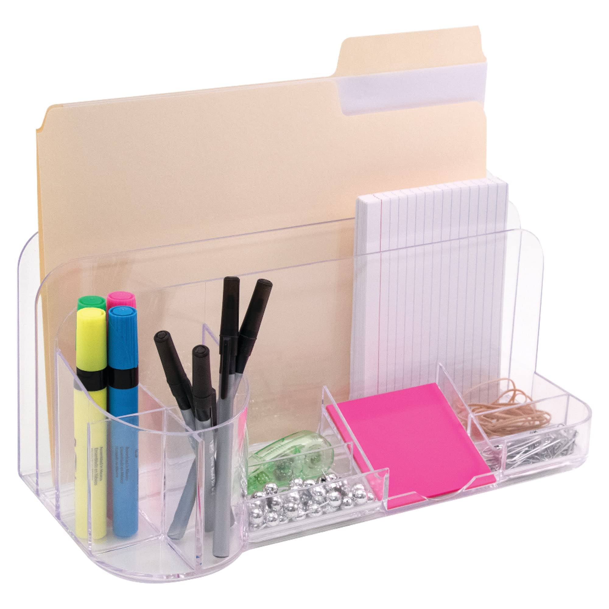 Clear 9-Compartment Desktop Organizer - Perfect for Office, Home & School Supplies Storage