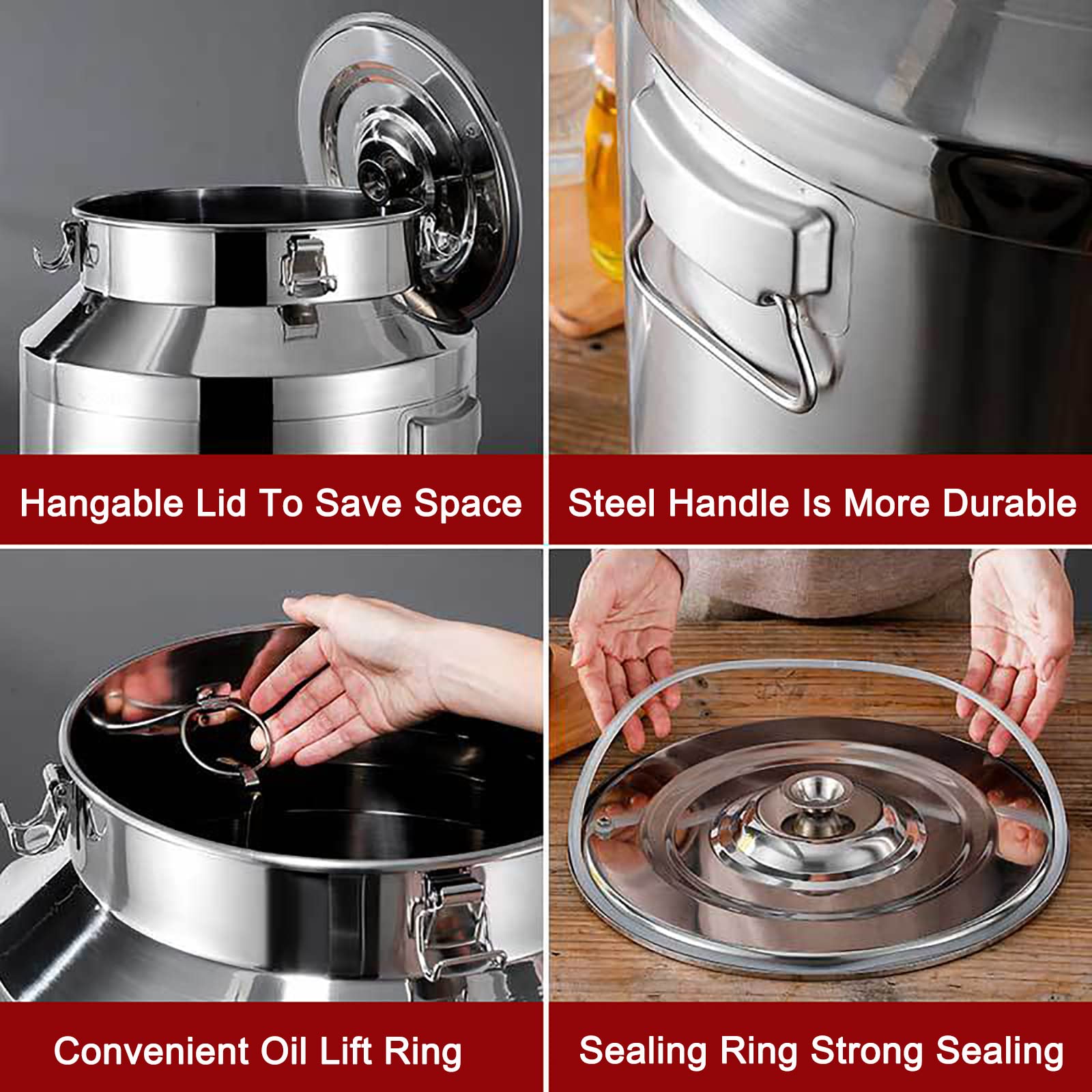Stainless Steel Farm Milk Can with Spigot - 64L/16.9 Gallon Heavy Duty Wine Pail & Milk Bucket with Silicone Seal Lid & Carry Handle - Perfect for Milk Storage, Wine Fermentation, Tea & Oil Containers - Ideal for Farms, Breweries & Home Use