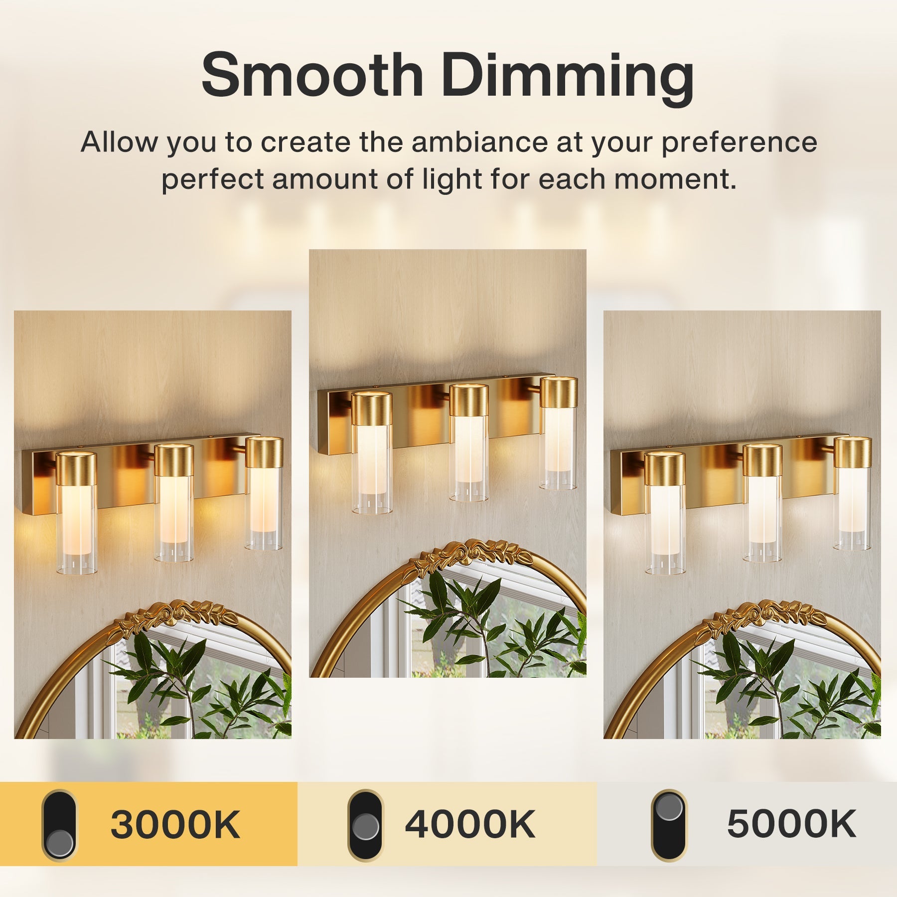 3-Light Modern Bathroom Vanity Wall Lights with Clear Glass Shades - Perfect for Bathroom, Powder Room & Dressing Room Lighting