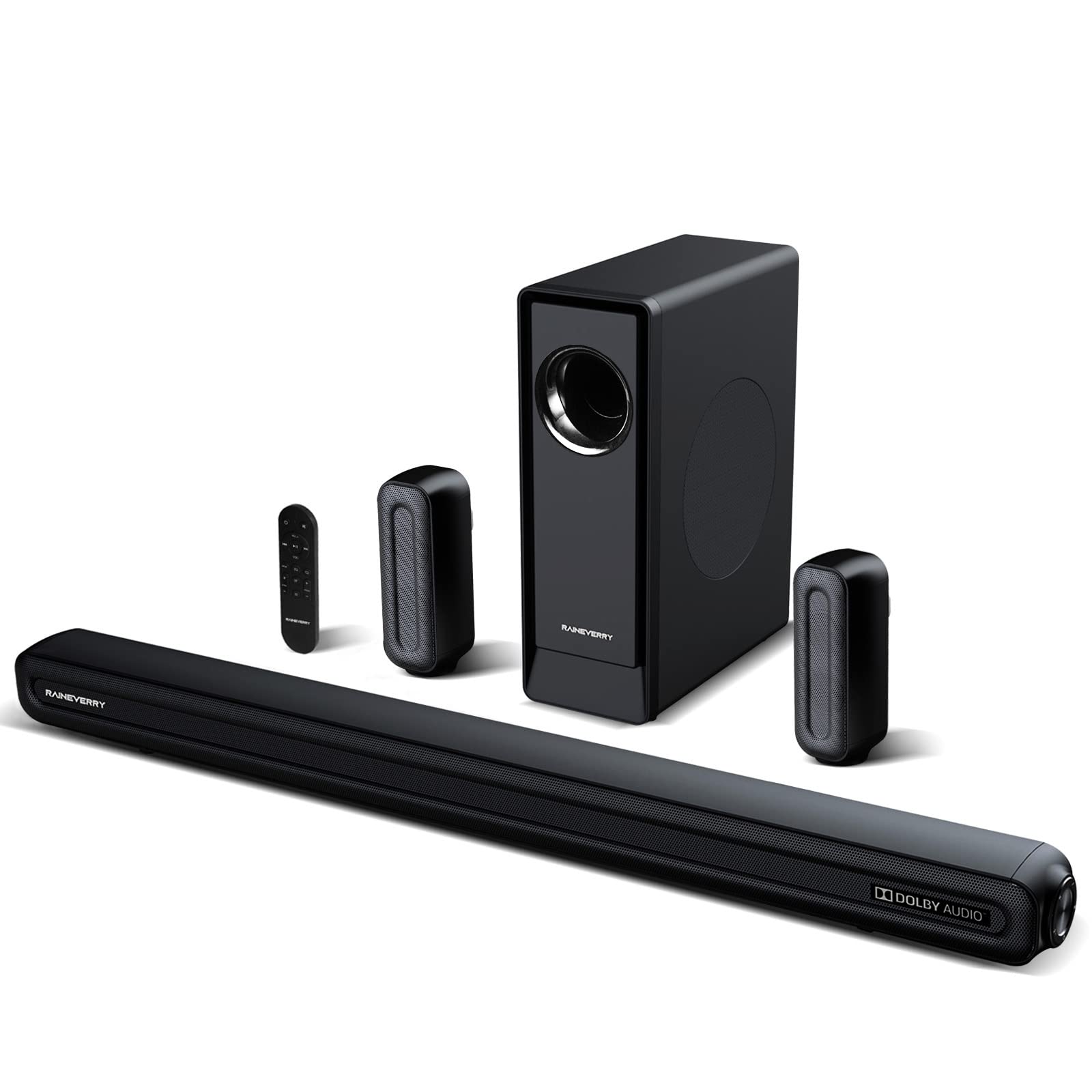 5.1 CH Surround Sound Bar with Dolby Audio & Wireless Subwoofer - Bluetooth 5.3 Soundbar for TV, Home Theater System with Rear Speakers | Dolby Digital Plus, 4K/HDTV Compatible via HDMI & Optical - Perfect for Movie Nights & Gaming Experience