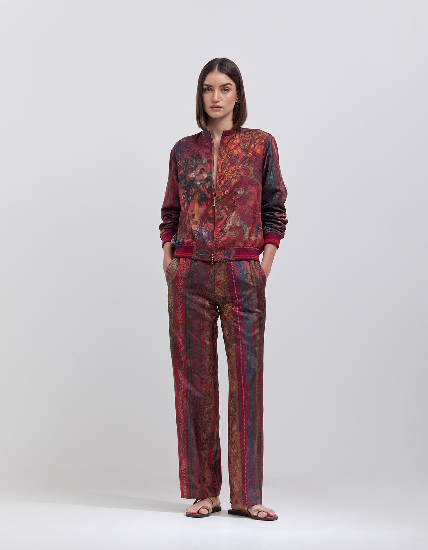 Premium Azaad Silk Damask Trousers in Crimson Red - Elegant & Comfortable Formal Pants for Men, Perfect for Weddings, Parties & Special Occasions