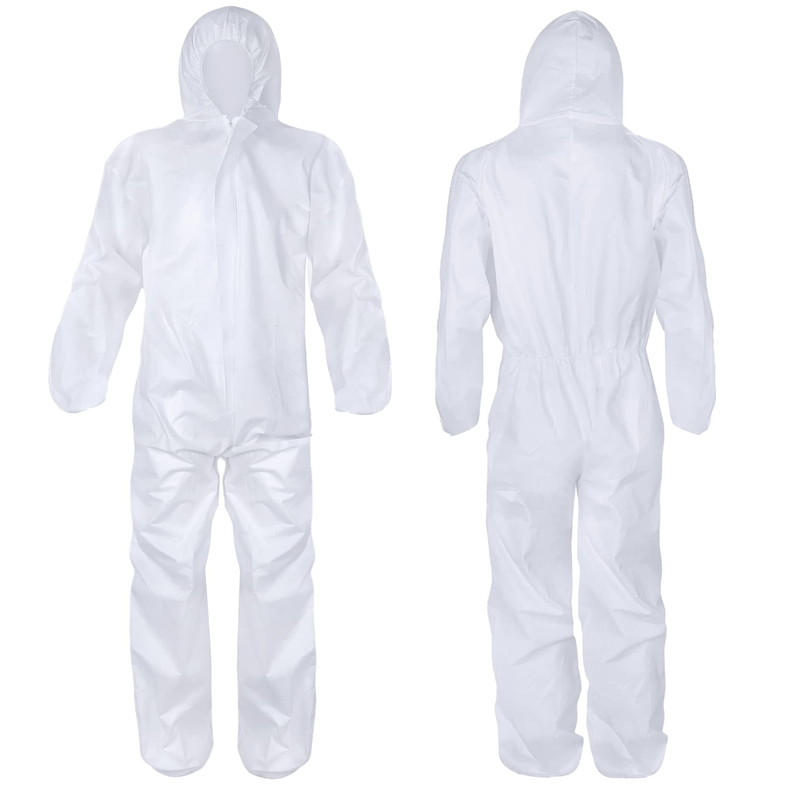 Geiserailie 50 Pack Disposable Protective Coverall with Hood - Heavy Duty Full Body Suit for Men & Women - Ideal for Construction, Painting, Chemical Handling & Industrial Work