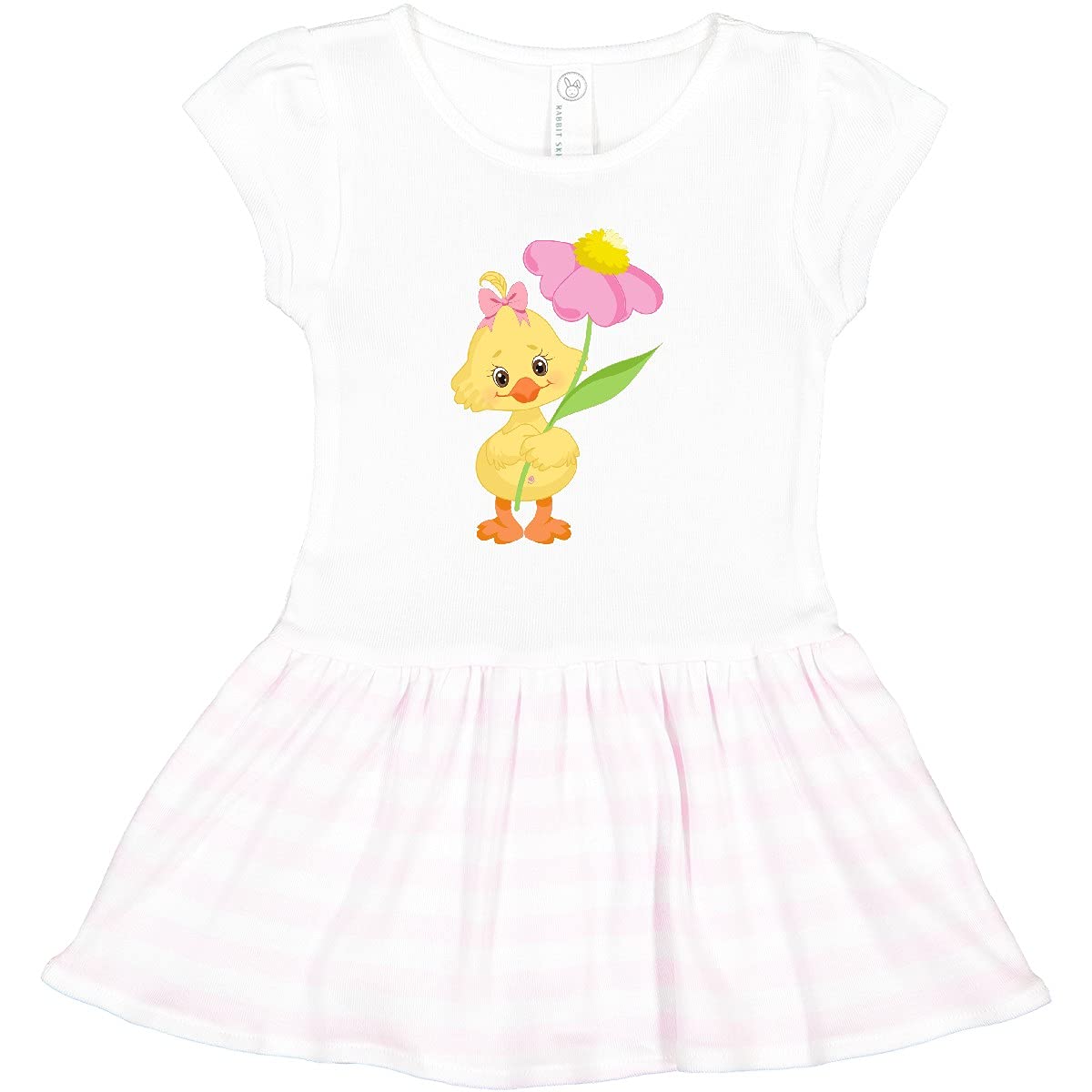 Inktastic Cute Easter Chick with Pink Flower Toddler Dress - Adorable Spring Outfit for Baby Girls | Perfect for Easter Celebrations, Family Photos & Playdates