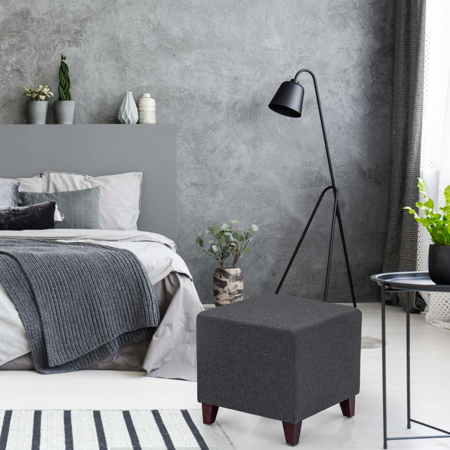 Square Cube Ottoman - 16 Inch Small Footstool with Large Load Capacity, Foot Rest for Living Room, Bedroom & Office - Modern Home Decor & Extra Seating