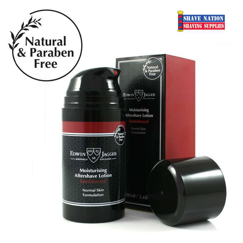 Edwin Jagger Sandalwood Aftershave Lotion for Men - Hydrating Post-Shave Moisturizer with Natural Ingredients - Perfect for Sensitive Skin & Daily Grooming Routine