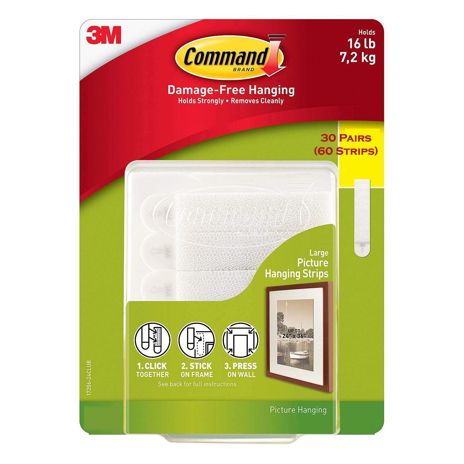 Command Large Picture and Frame Hanging Strips, 30 Pairs - Damage-Free Hanging Solution for Photos, Artwork & Mirrors - Perfect for Home, Office & Dorm Decor