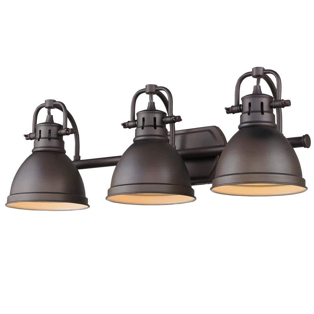 24.5 Inch 3-Light Vanity Light - Classic Style Bathroom Lighting Fixture with Pewter Finish & Black Shade (8.5