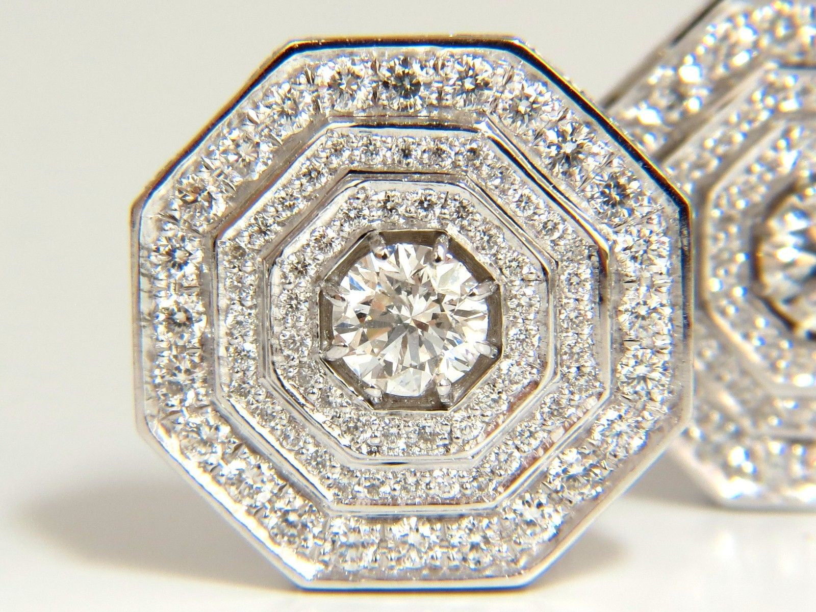 4.00CT Octagonal Step Cut Diamond Bead Set Clip-On Earrings in 18KT Gold - Perfect for Weddings, Parties & Special Occasions