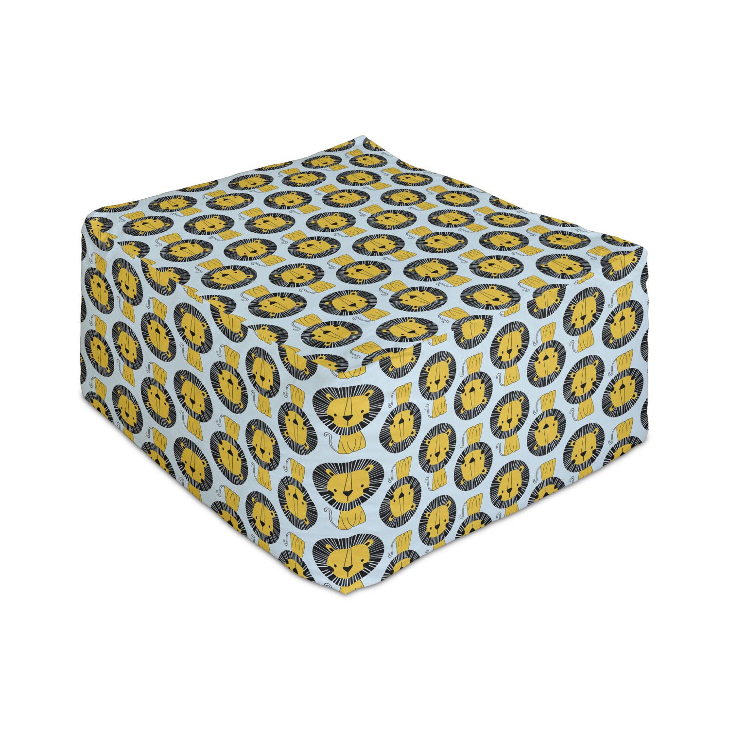 Ambesonne Cartoon Rectangle Pouf with Lion Illustration - 25