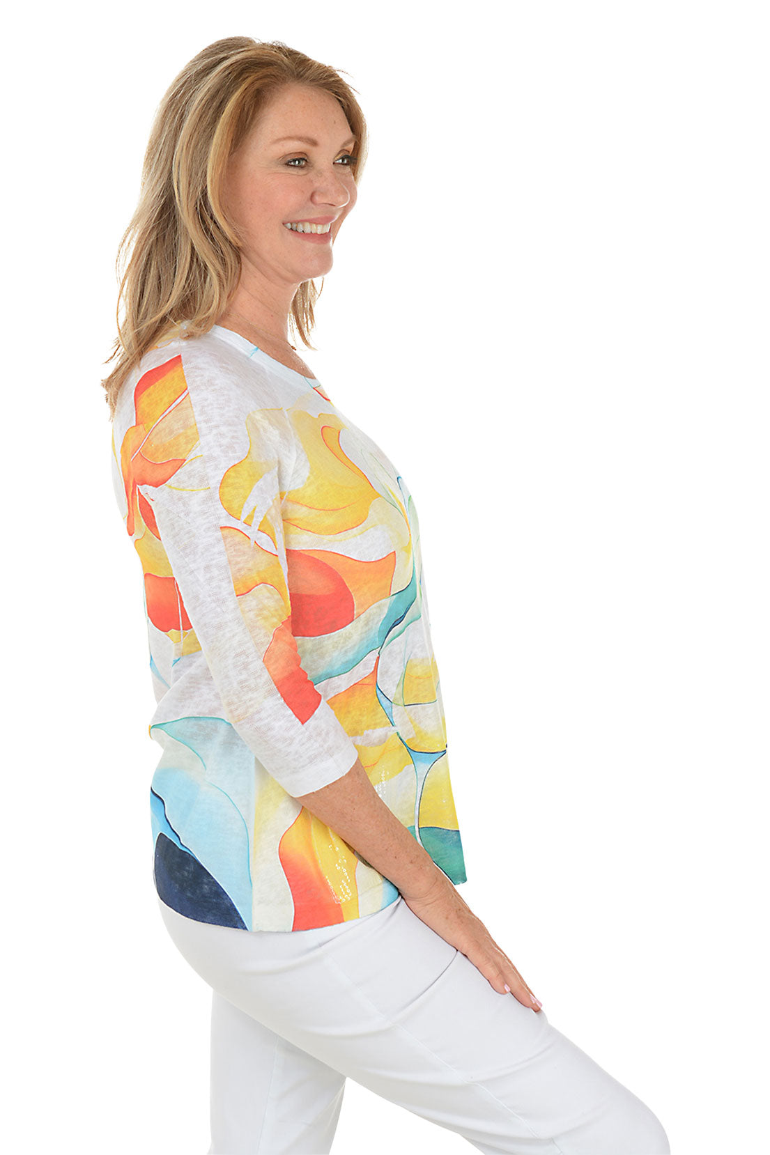 Colorful Flowy Sequin Pocket Knit Top - Women's Casual Blouse for Party, Date Night & Special Occasions