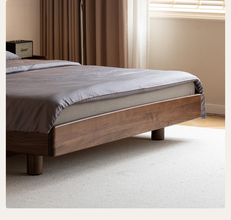 Premium Black Walnut & Ash Solid Wood Leather Upholstered Bed Frame - High Soft Back Support for Master Bedroom, Guest Room & Luxury Home Decor
