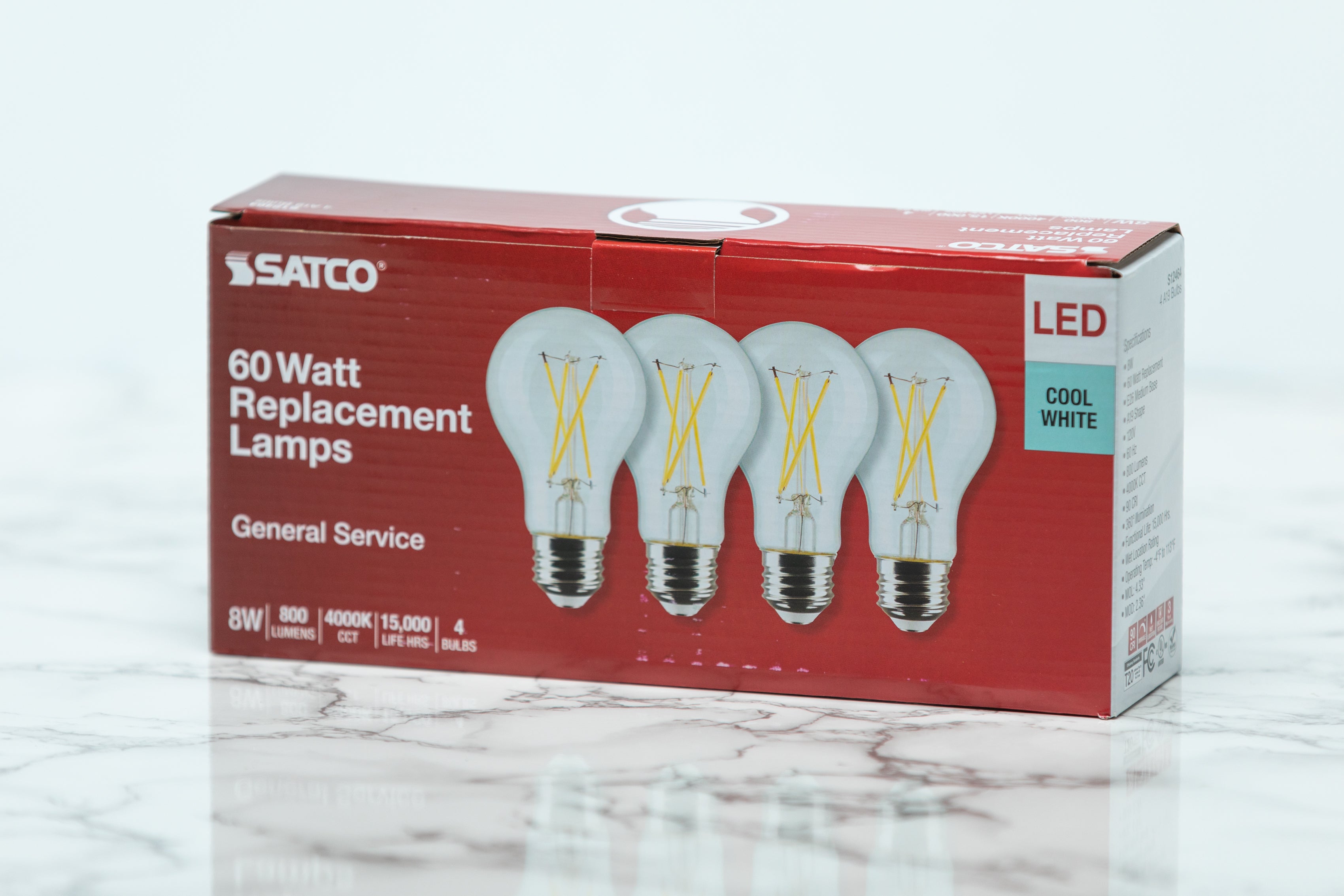 Satco A19 Standard LED Light Bulb - 7W 60W Equivalent, 800 Lumens, E26 Base, Warm White 2700K, Energy Saving Light Bulbs for Home, Bedroom, Living Room, Office Lighting